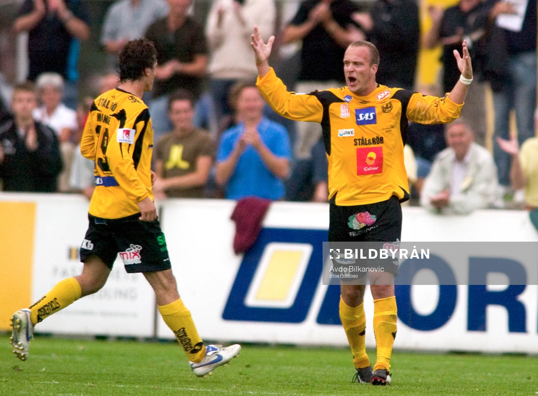 Marcus Ekenberg och Eronj Fejzullahu, Mjällby, jubel