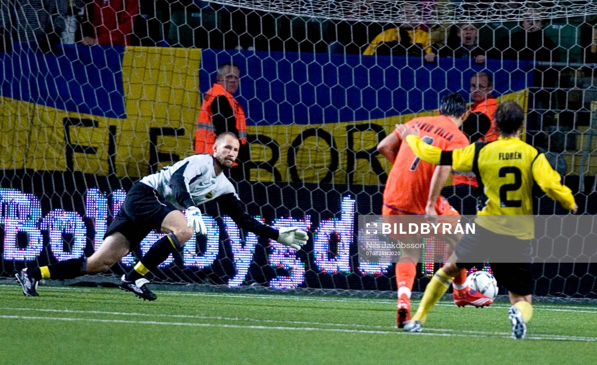 Johan Wiland, målvakt, Elfsborg, släpper in David Villa,
