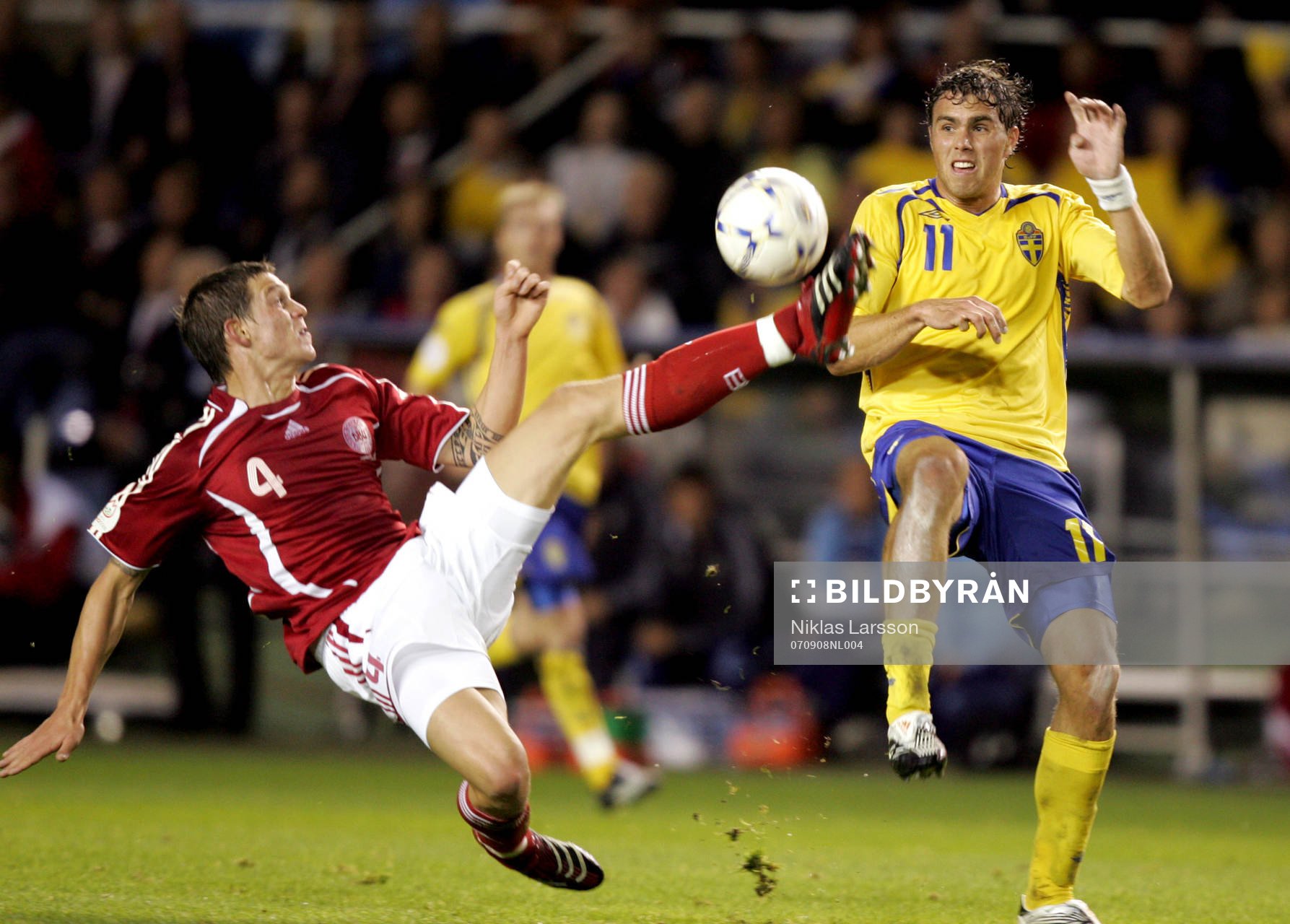 EM kval match i fotboll mellan Sverige och Danmark på