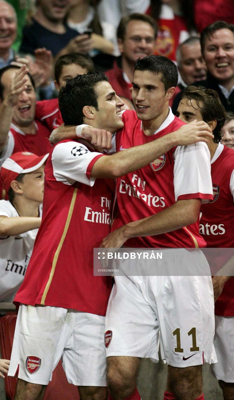  Cesc Fabregas och Robin van Persie, jubel. 