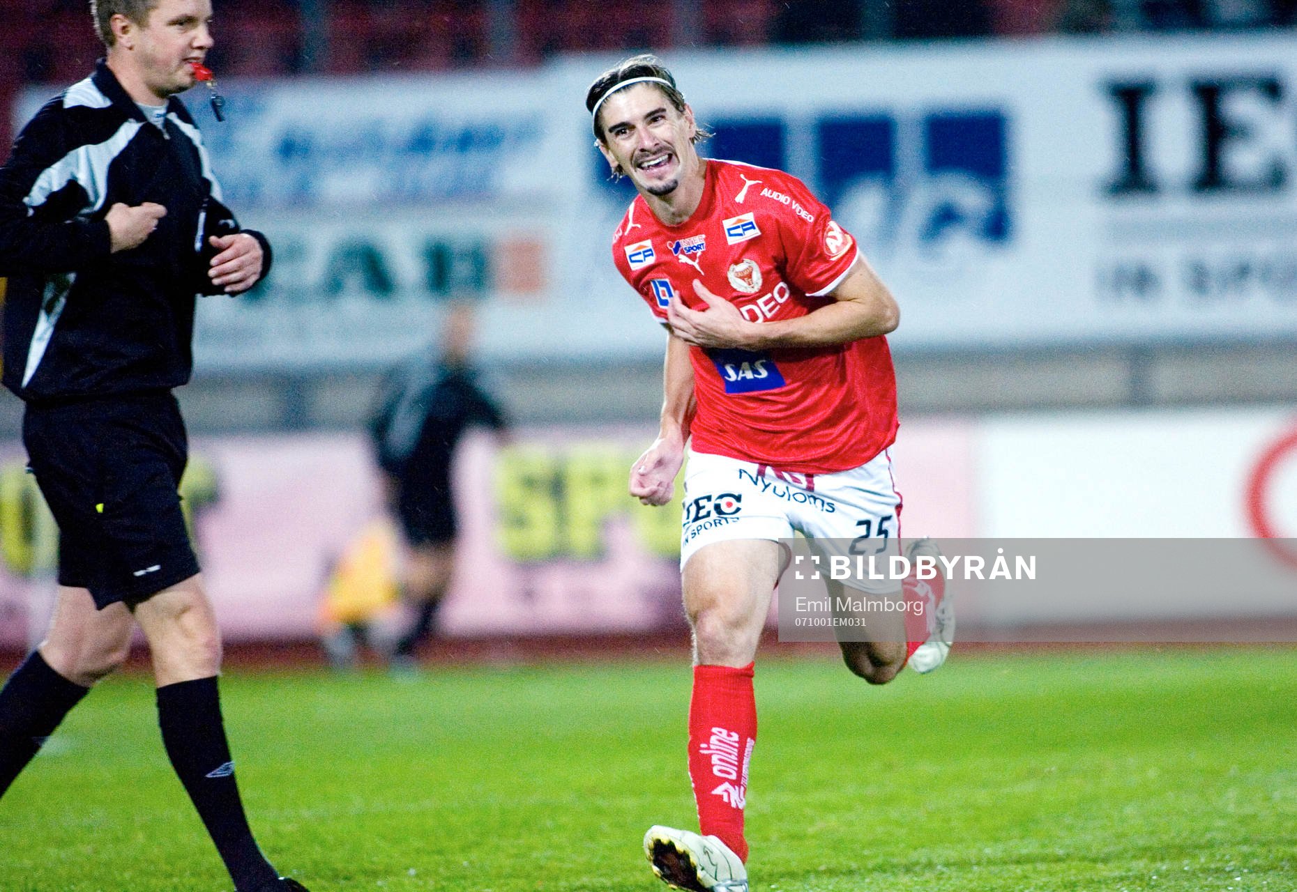 Cesar Santin, Kalmar gör 1-0 på straff. Jubel