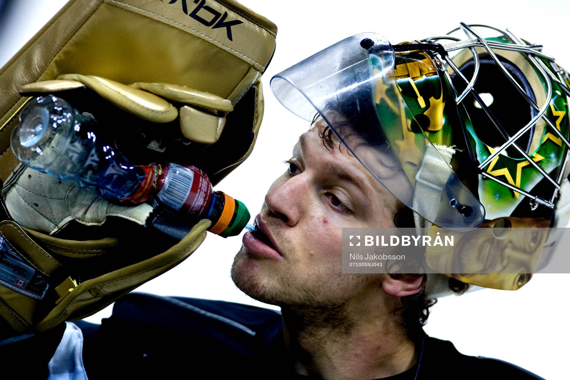 Mike Smith, Målvakt, Dallas Stars, dricker vatten