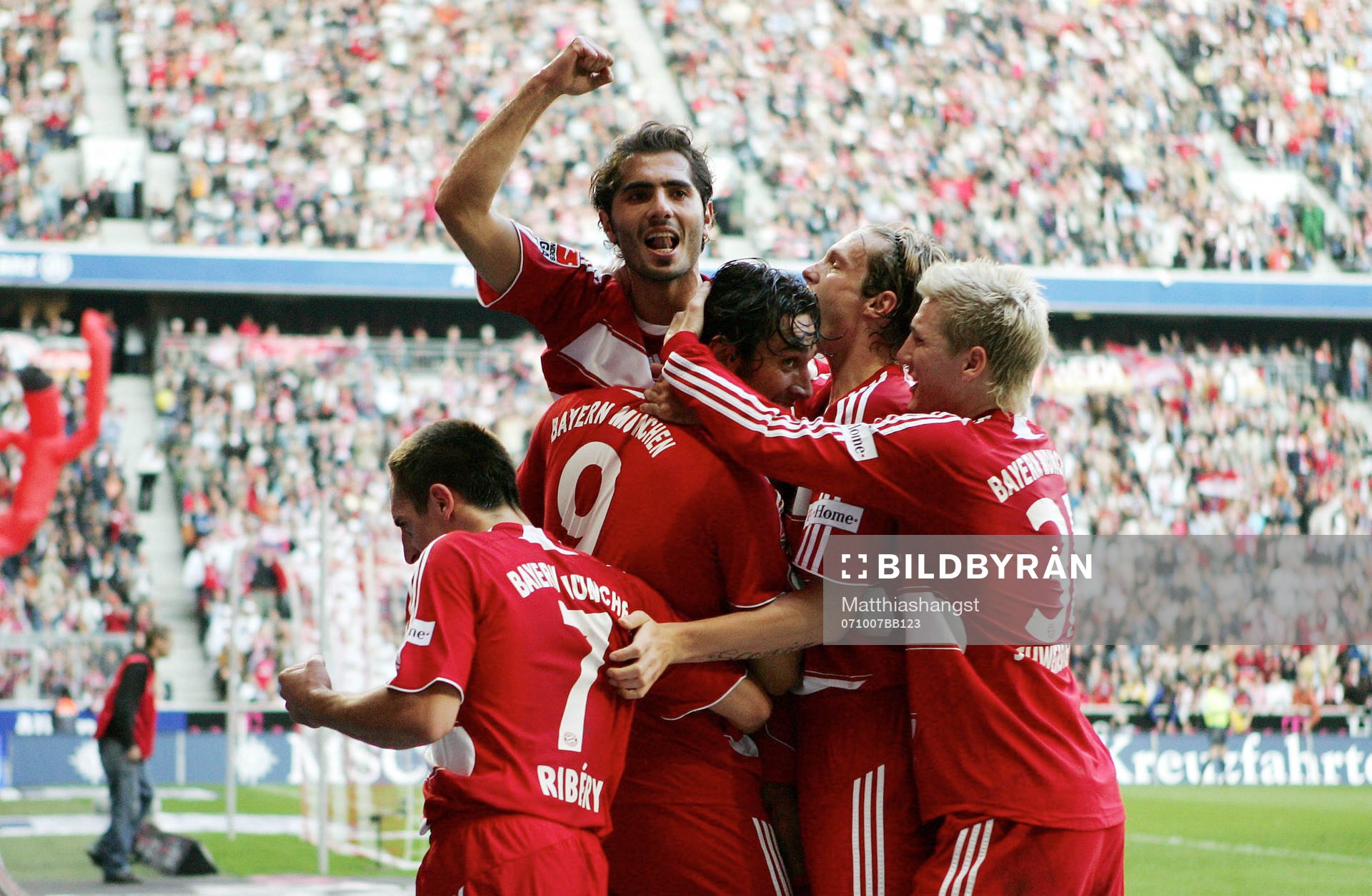 Franck Ribery, Hamit Altintop, målskytt Luca Toni, Marcell