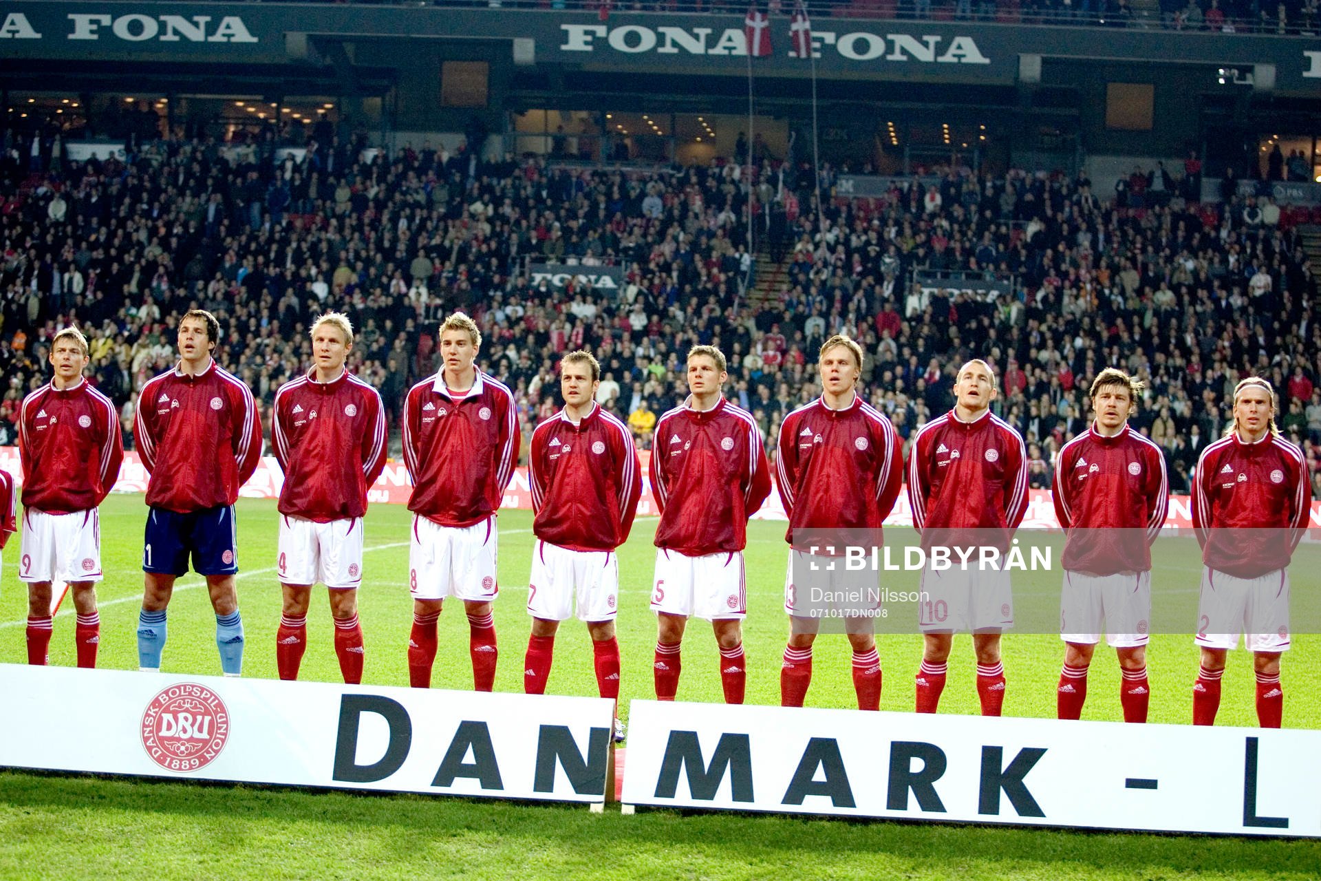 Fotboll, EM-kval, Lagbild, laguppställning, Danmark, på
