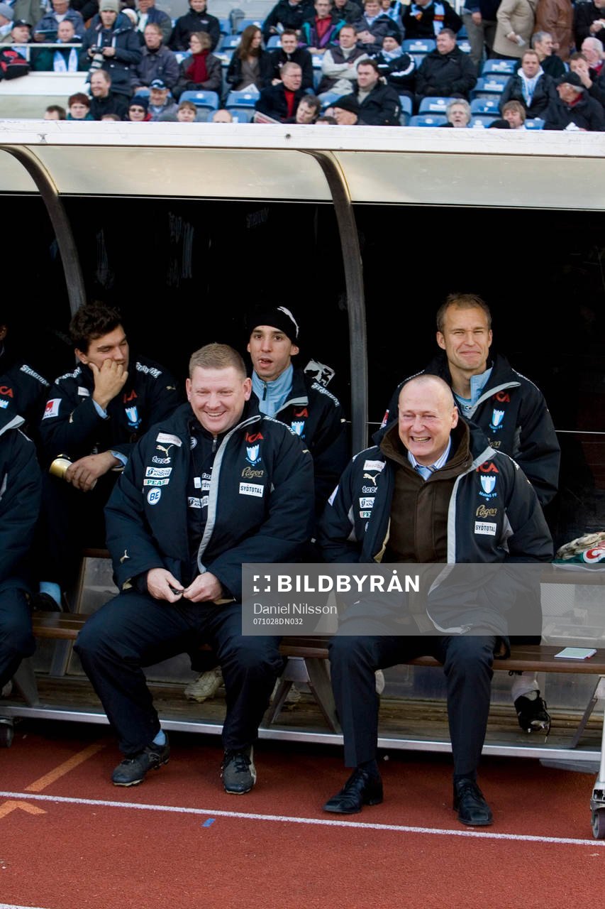 Sören Åkeby och Alf Westerberg, tränare Malmö som