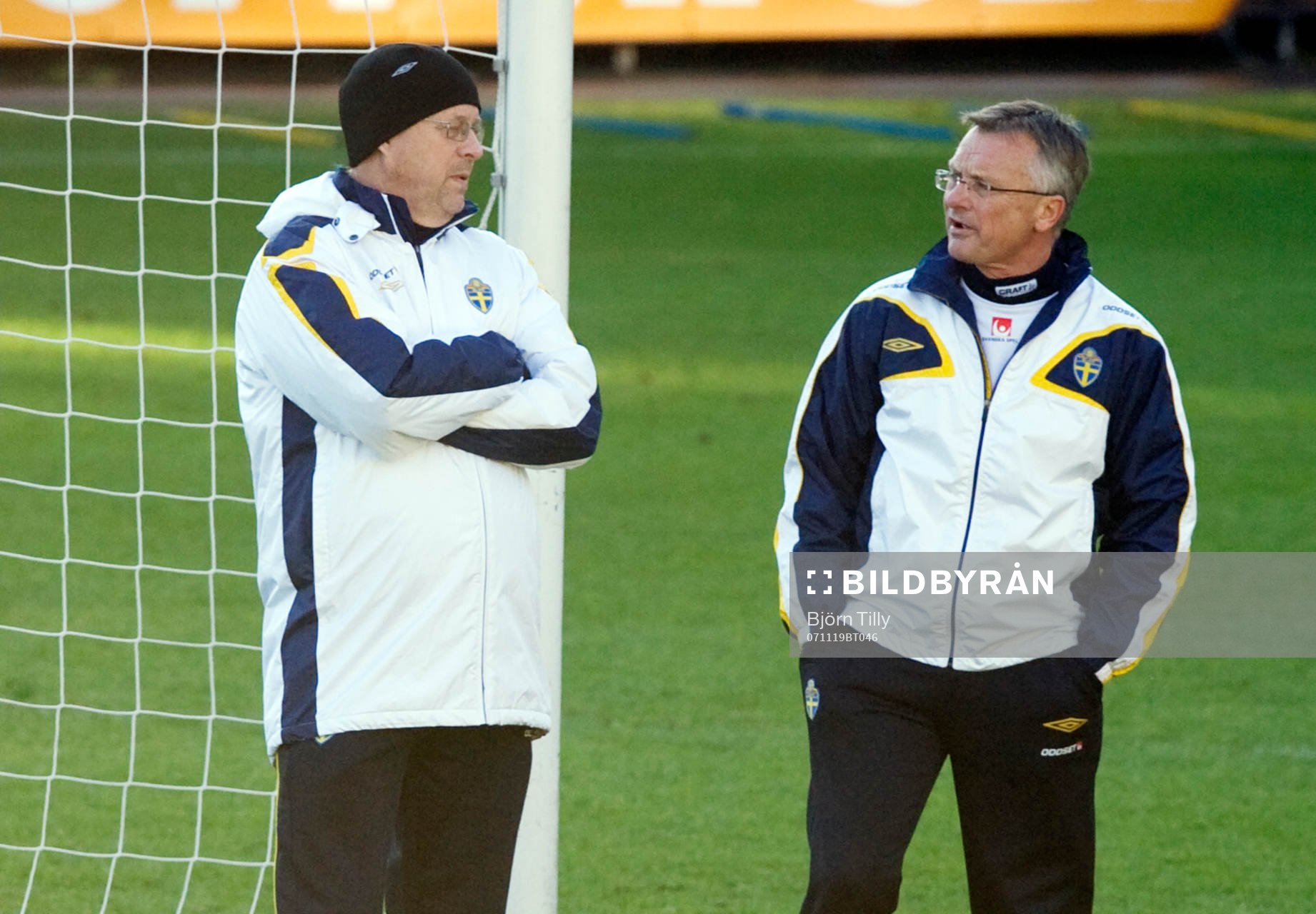 Lars Lagerbäck, förbundskapten och Roland Andersson, ass