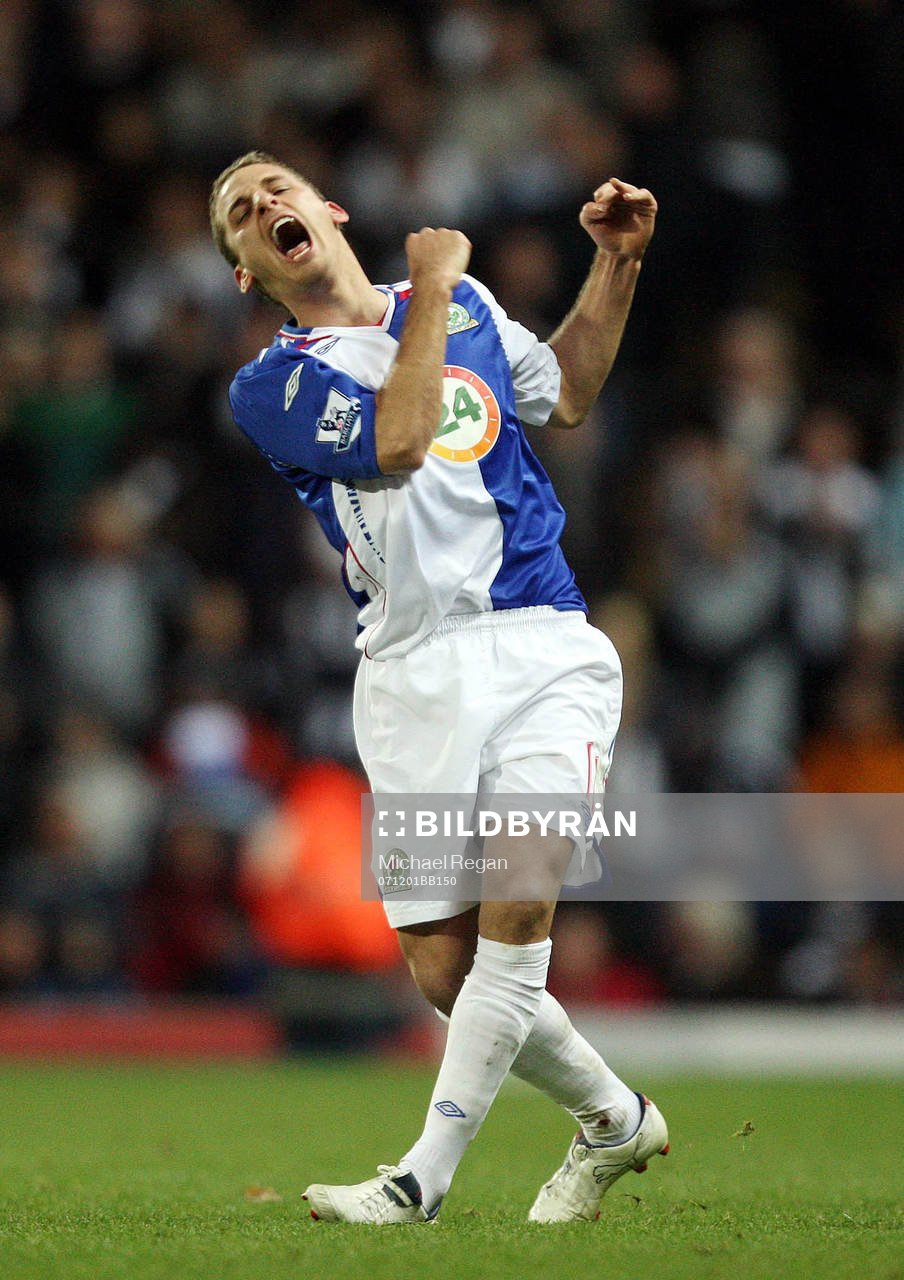  David Bentley, Blackburn, jubel efter första målet.