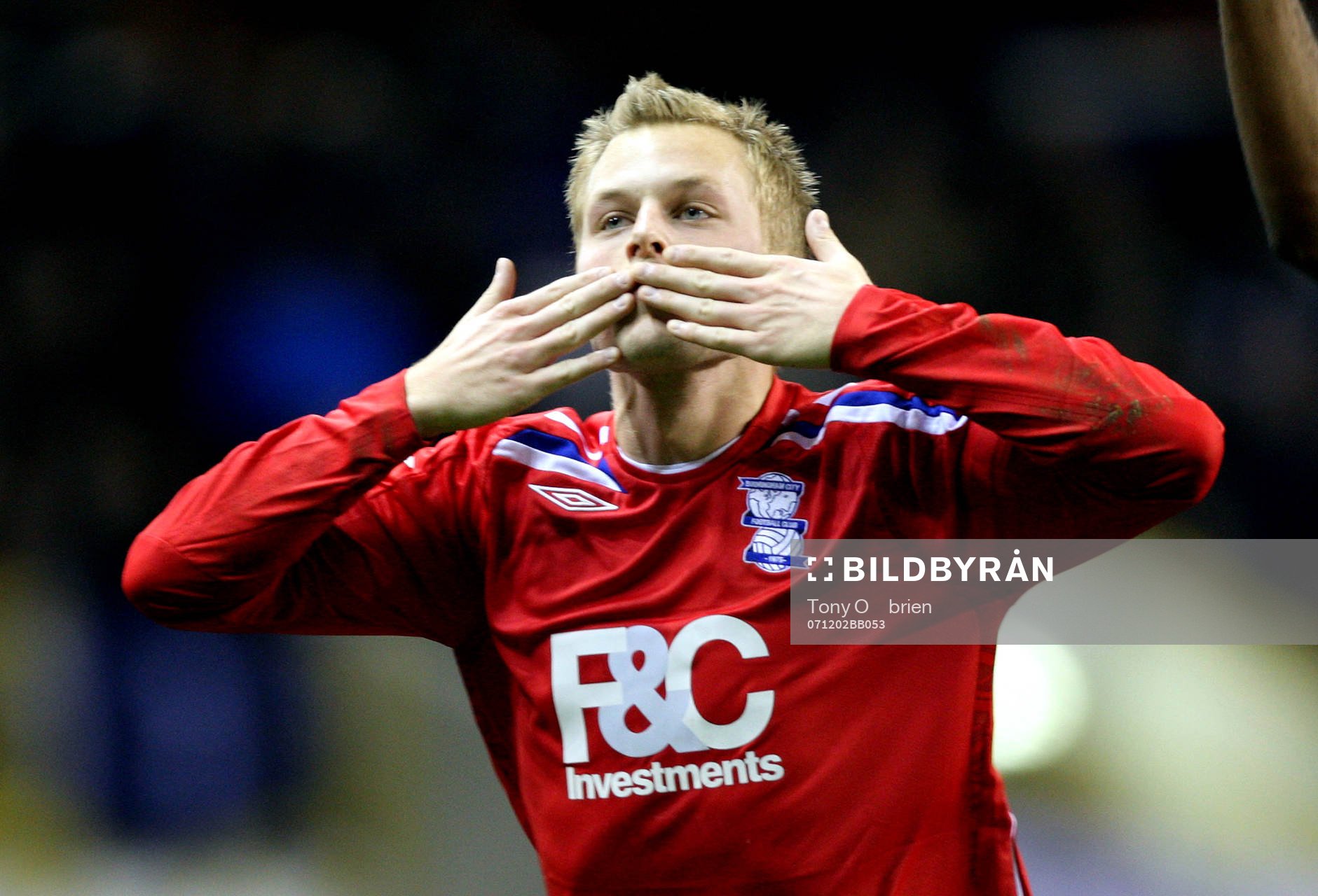  Sebastian Larsson, Birmingham, jubel efter mål.