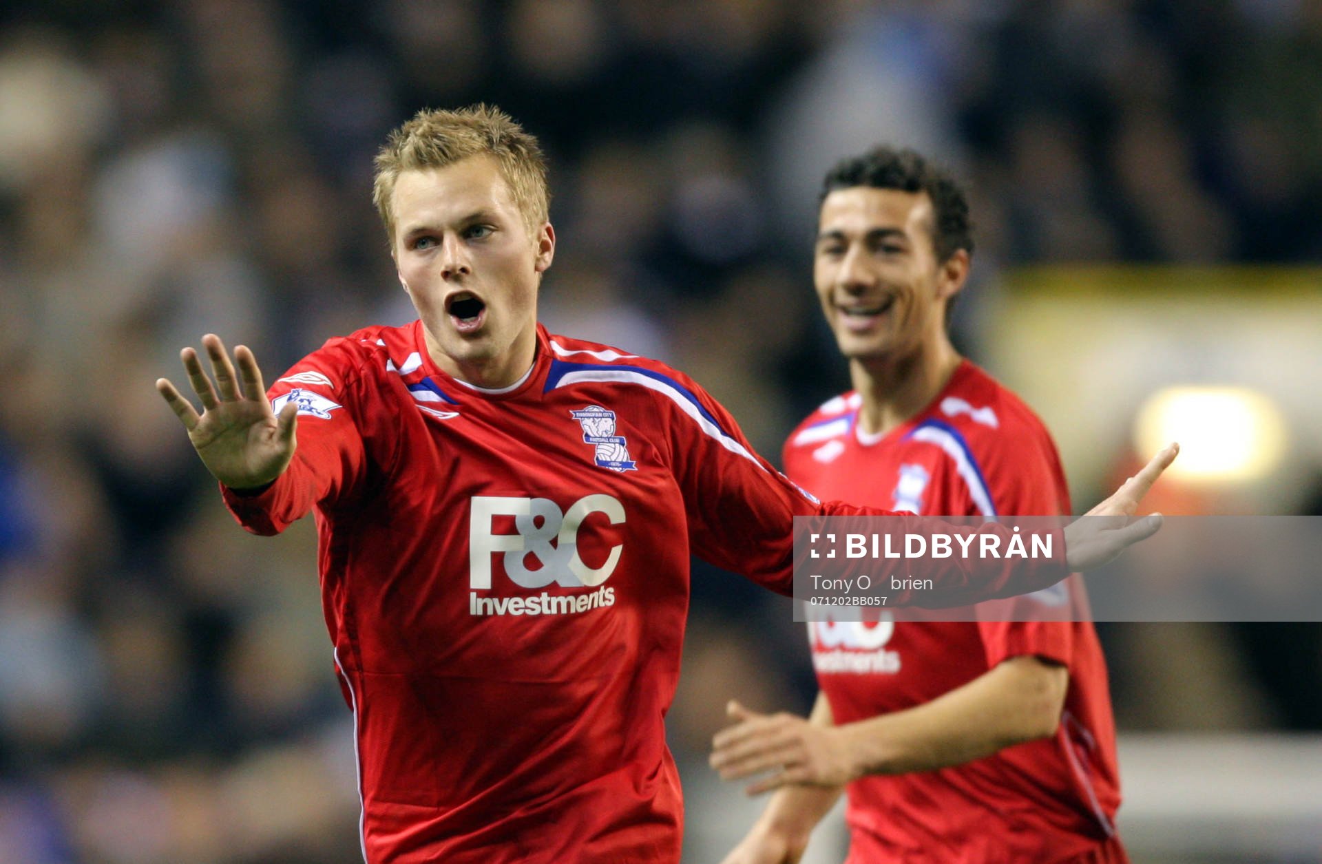  Sebastian Larsson, Birmingham, jubel efter mål.