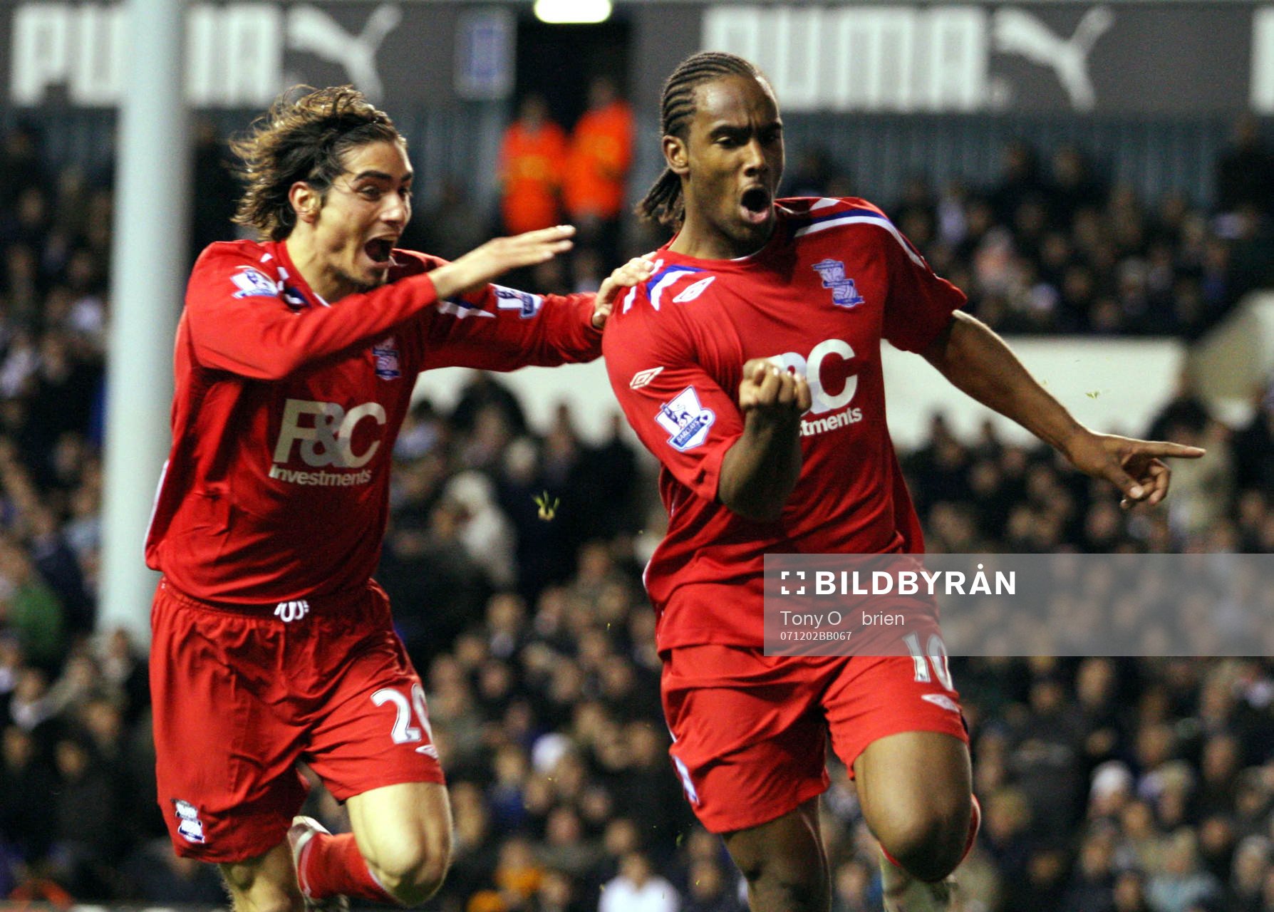  Cameron Jerome och Daniel De Ridder, Birmingham, jubel.