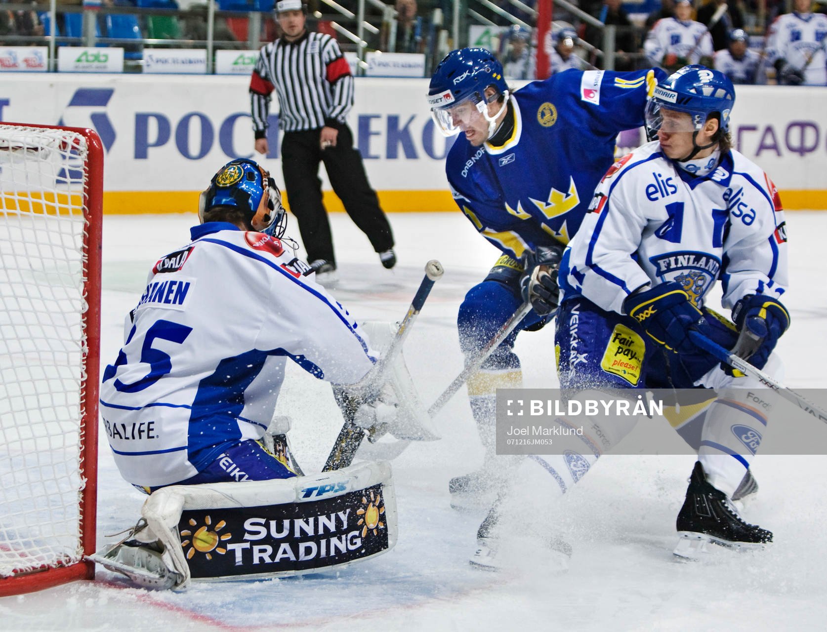 Björn Melin, Sverige och Petri Vehanen, målvakt, Finland