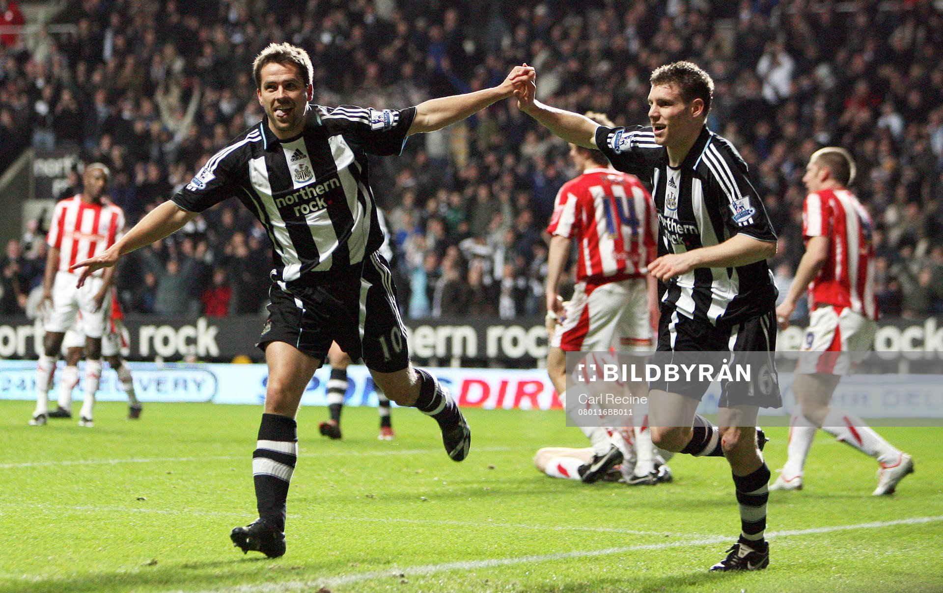 Michael Owen och James Milner, Newcastle, jubel