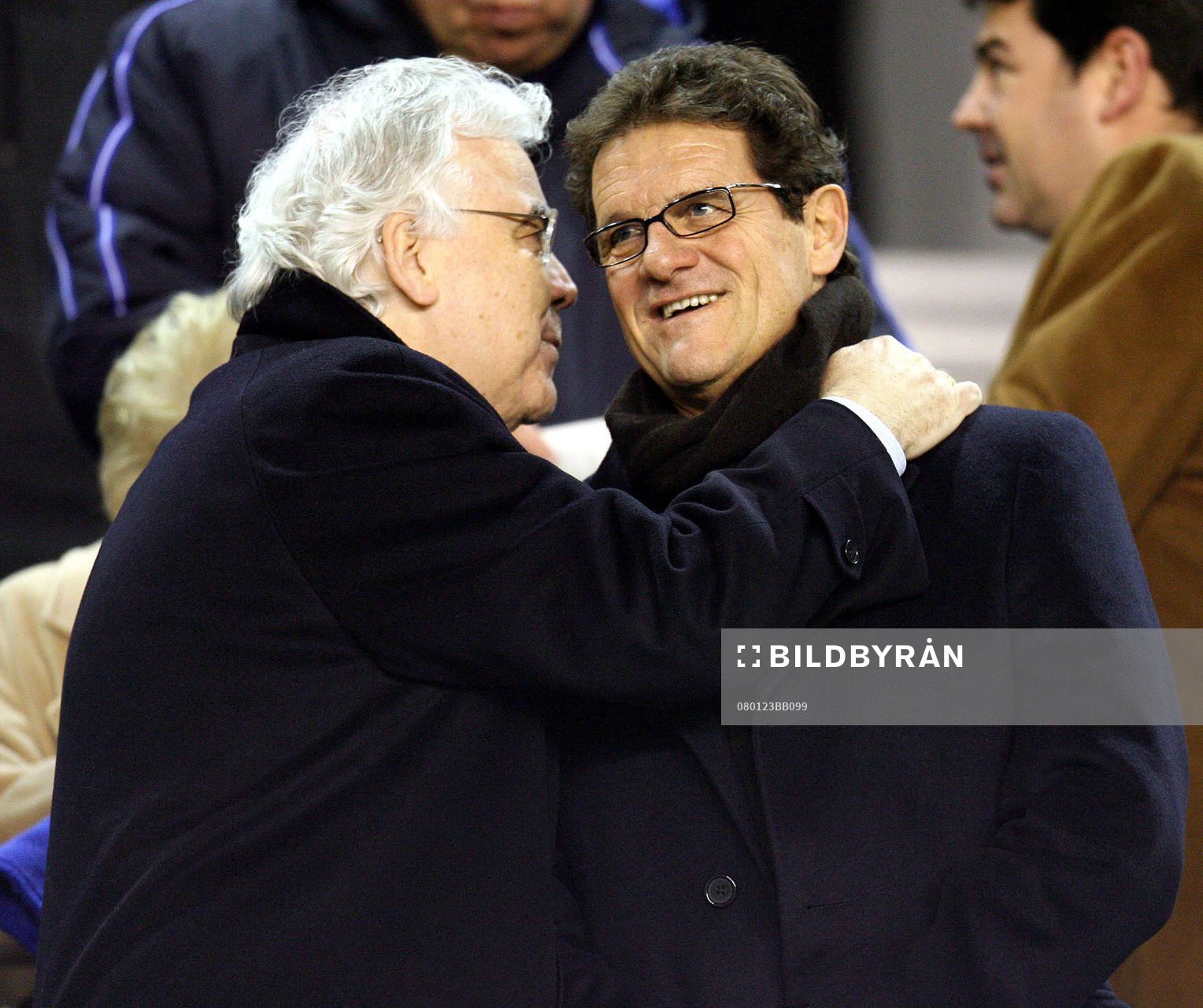 Bill Kenwright, ordförande Everton och Fabio Capello,