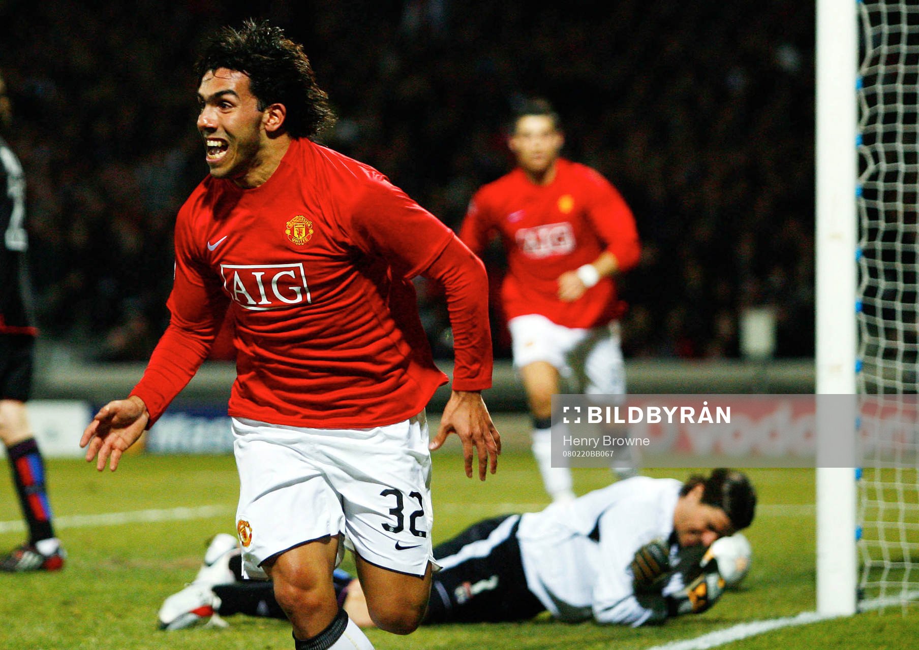  Carlos Tevez, Manchester, jubel efter mål.