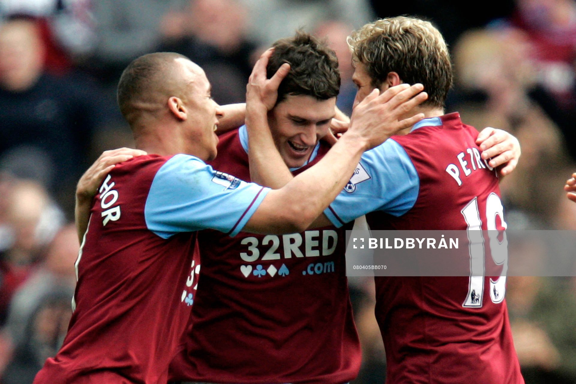 Gareth Barry,  Gabriel Agbonlahor och Stiliyan Petrov, jubel