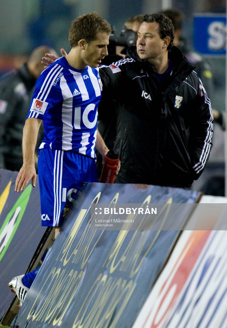  Tobias Hysén byttes ut, tröstas av Stefan Rehn.