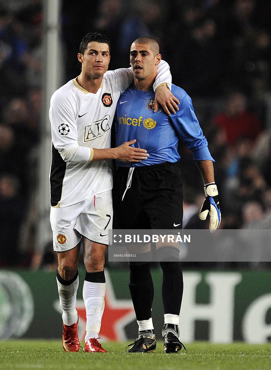 Victor Valdes, målvakt och Cristiano Ronaldo