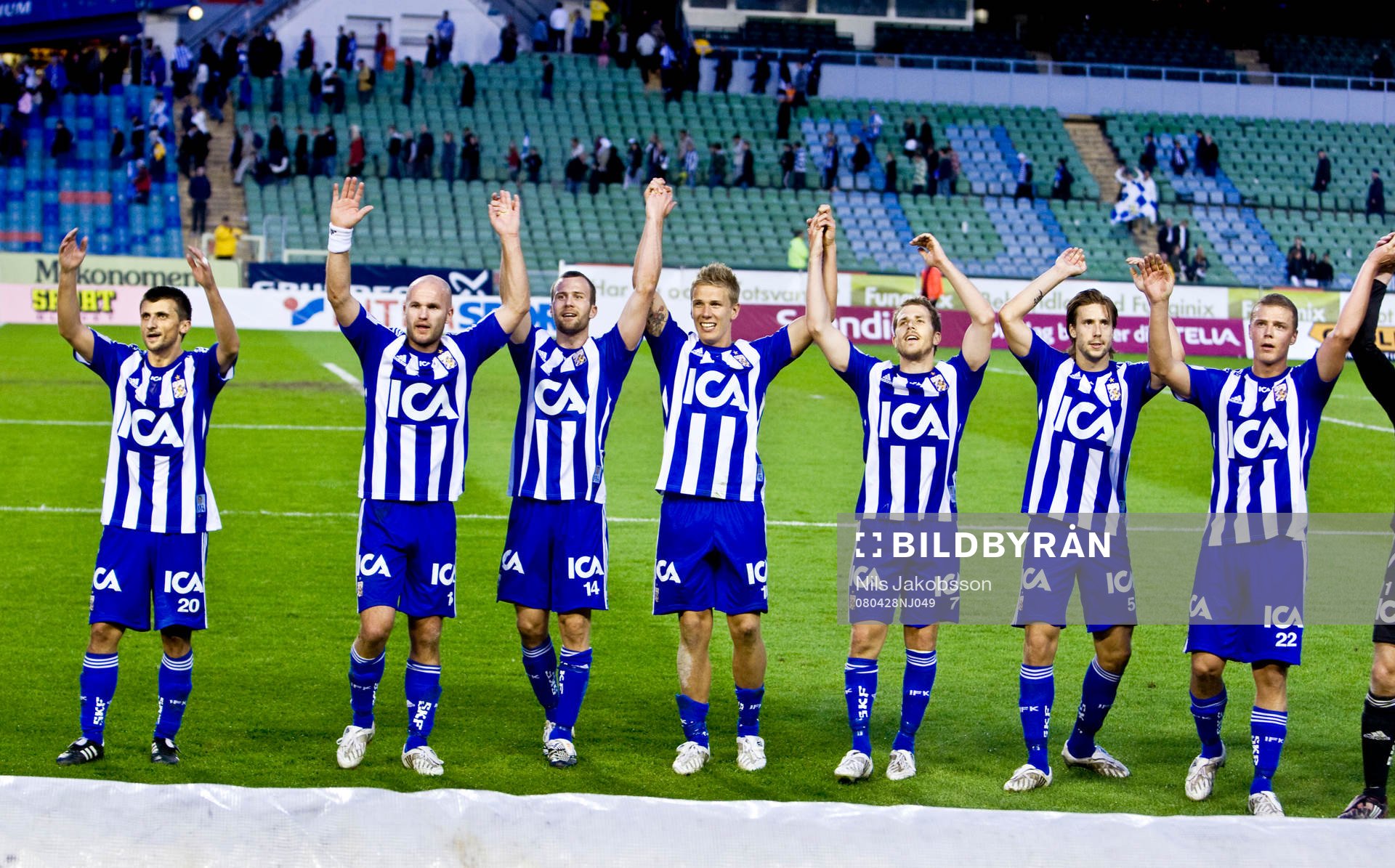  Eldin Karisik, Jonas Wallerstedt, Hjalmar Jonsson, Pontus Wernbloom, Tobias Hysén, Mattias Bjärsmyr, Ragnar Sigurdsson, Göteborg, jubel.