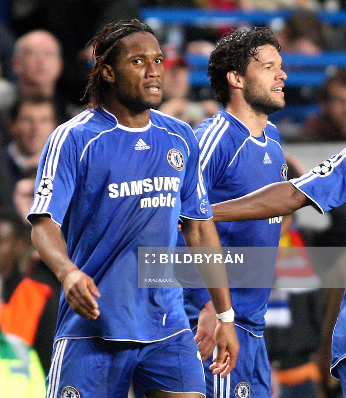 Didier Drogba och Michael Ballack, jubel
