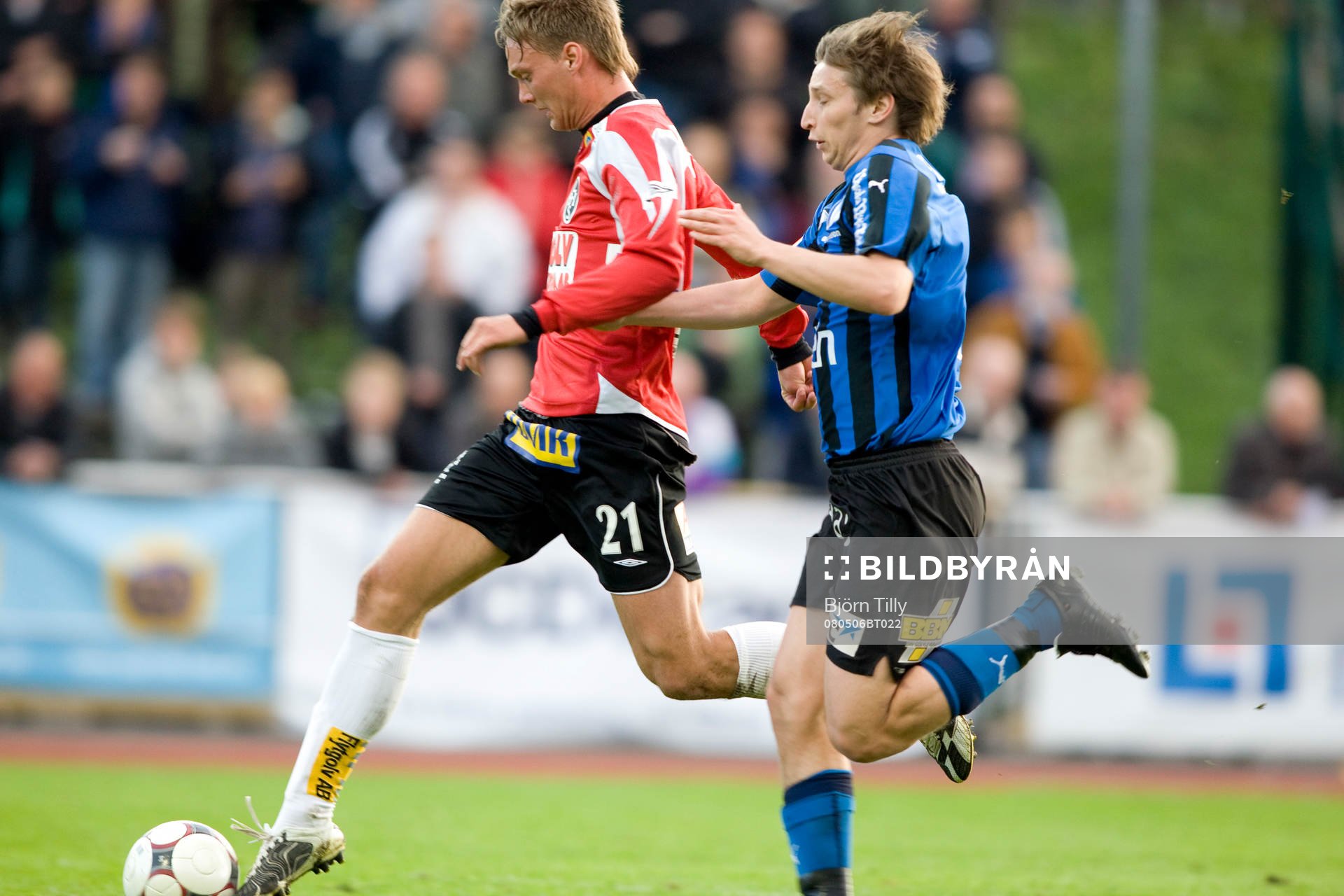 Calle Genberg, Landskrona, på väg att göra 0-1
