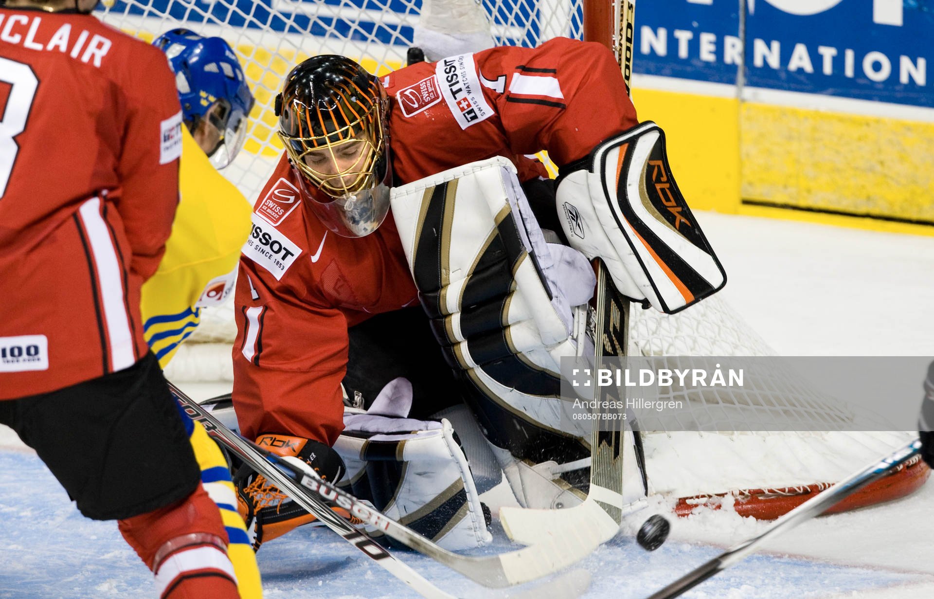 Patric Hörnqvist och Jonas Hiller, målvakt