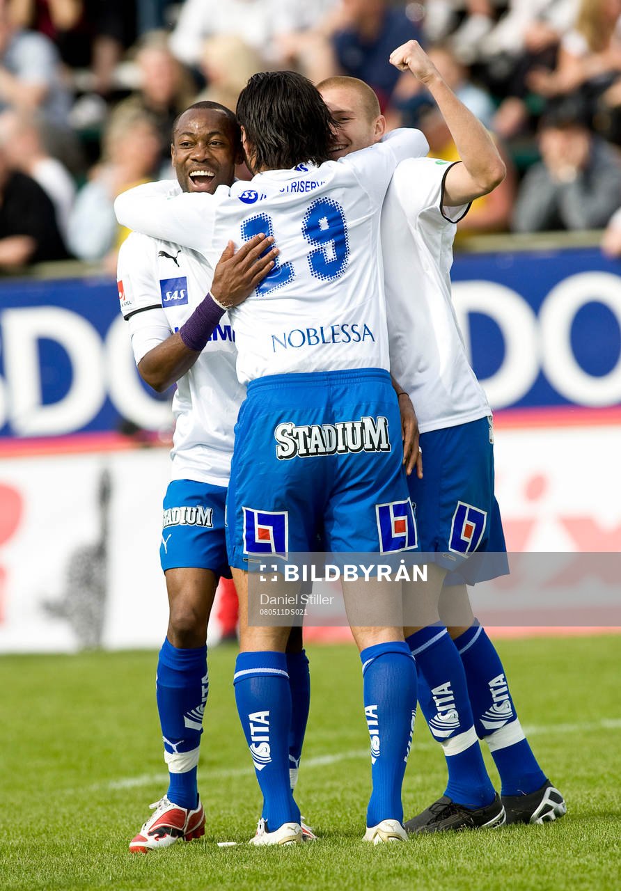 Kevin Amuneke gör 1-0 till Norrköping. Jubel