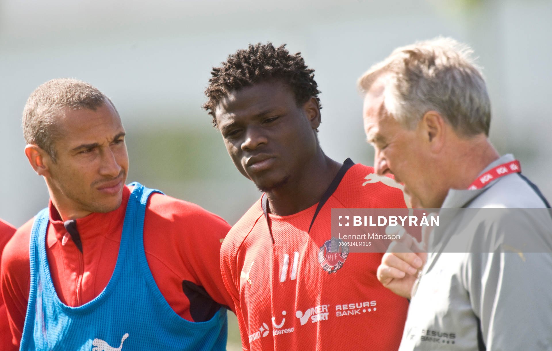 Henrik Larsson, Razak Omotoyossi och Bo Nilsson, tränare