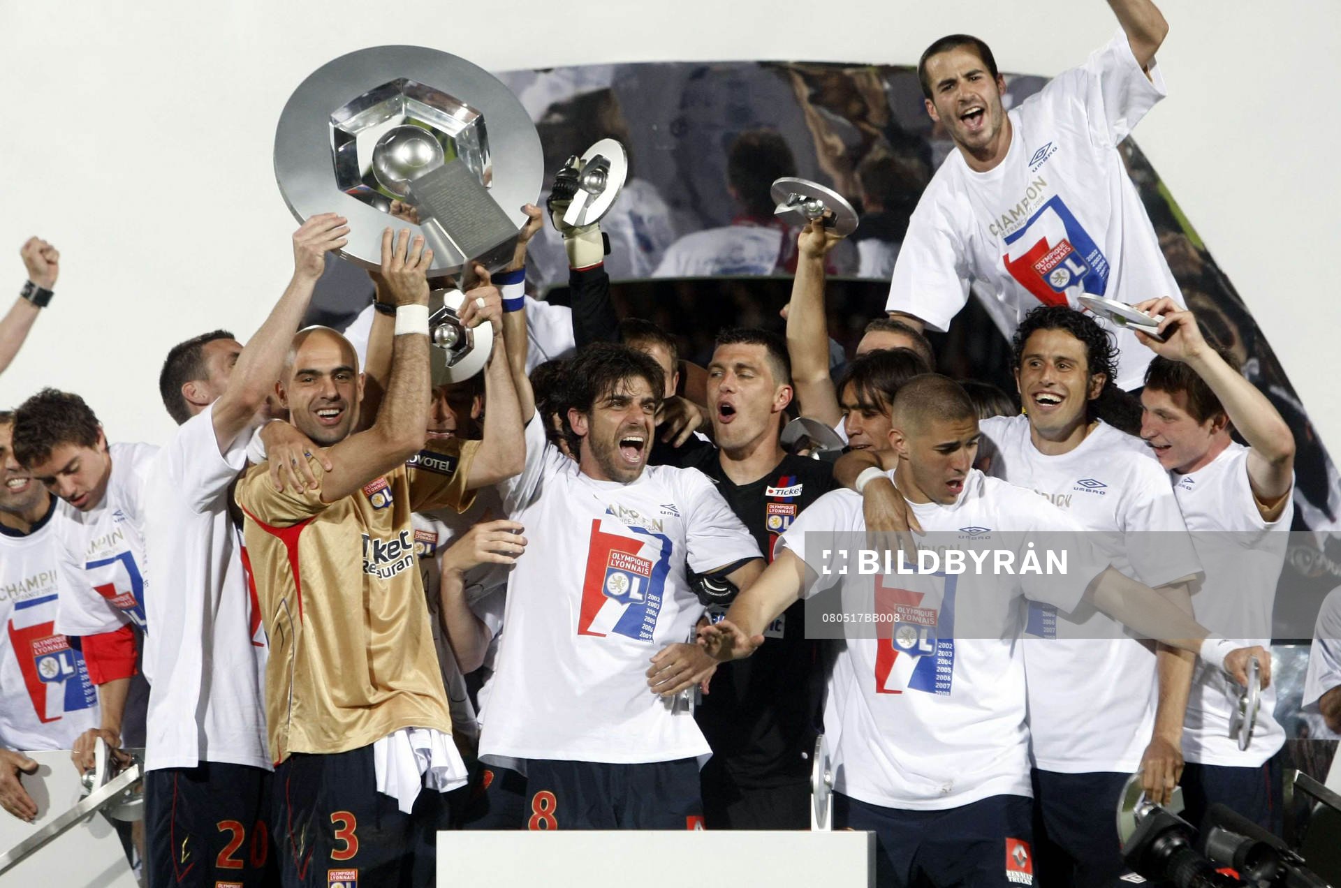 Fotboll, fransk, Lyon, Franska Mästare 2008. Jubel,