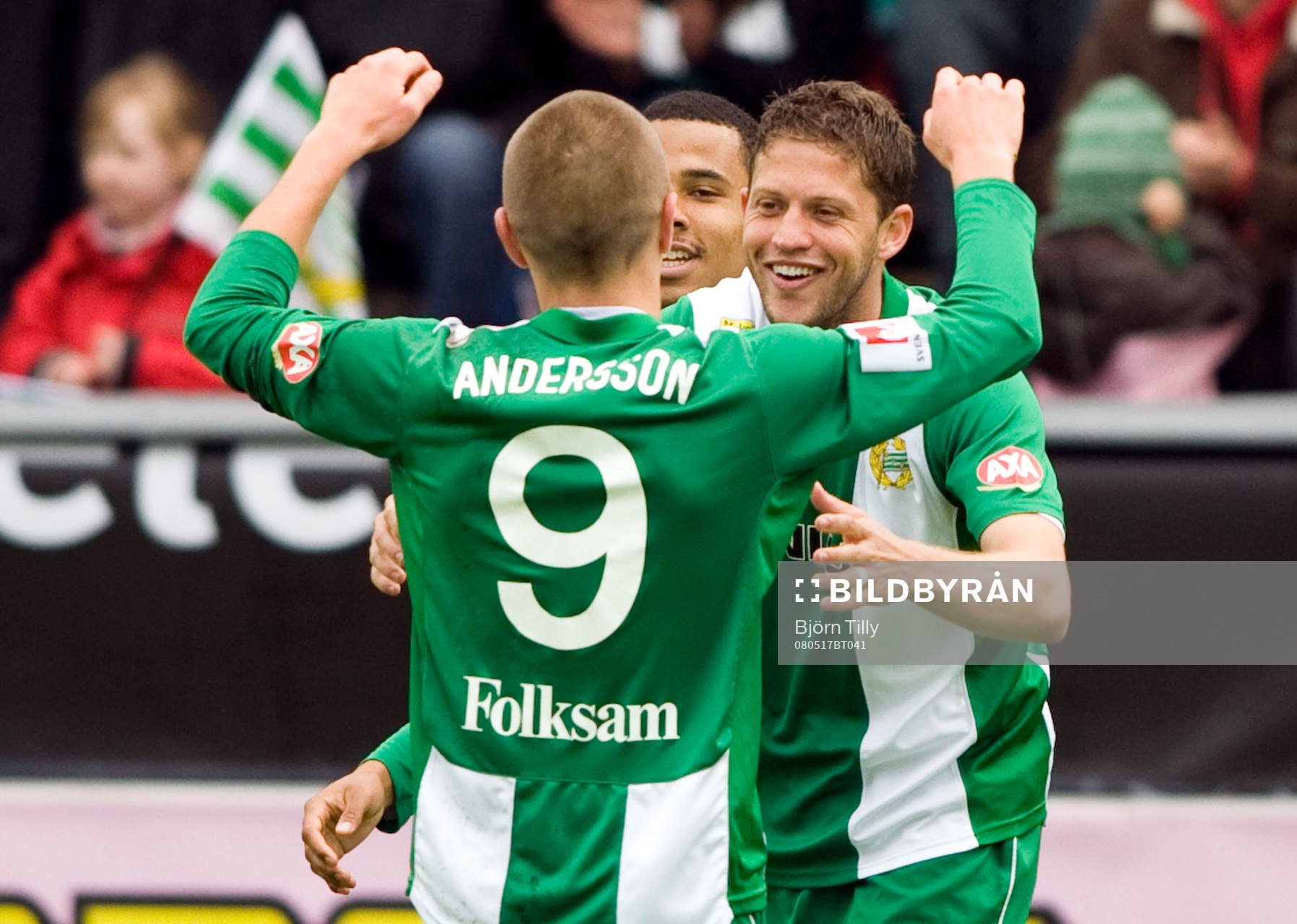  Petter Andersson, Charlie Davies och Paulinho Guará, Hammarby. Jubel.