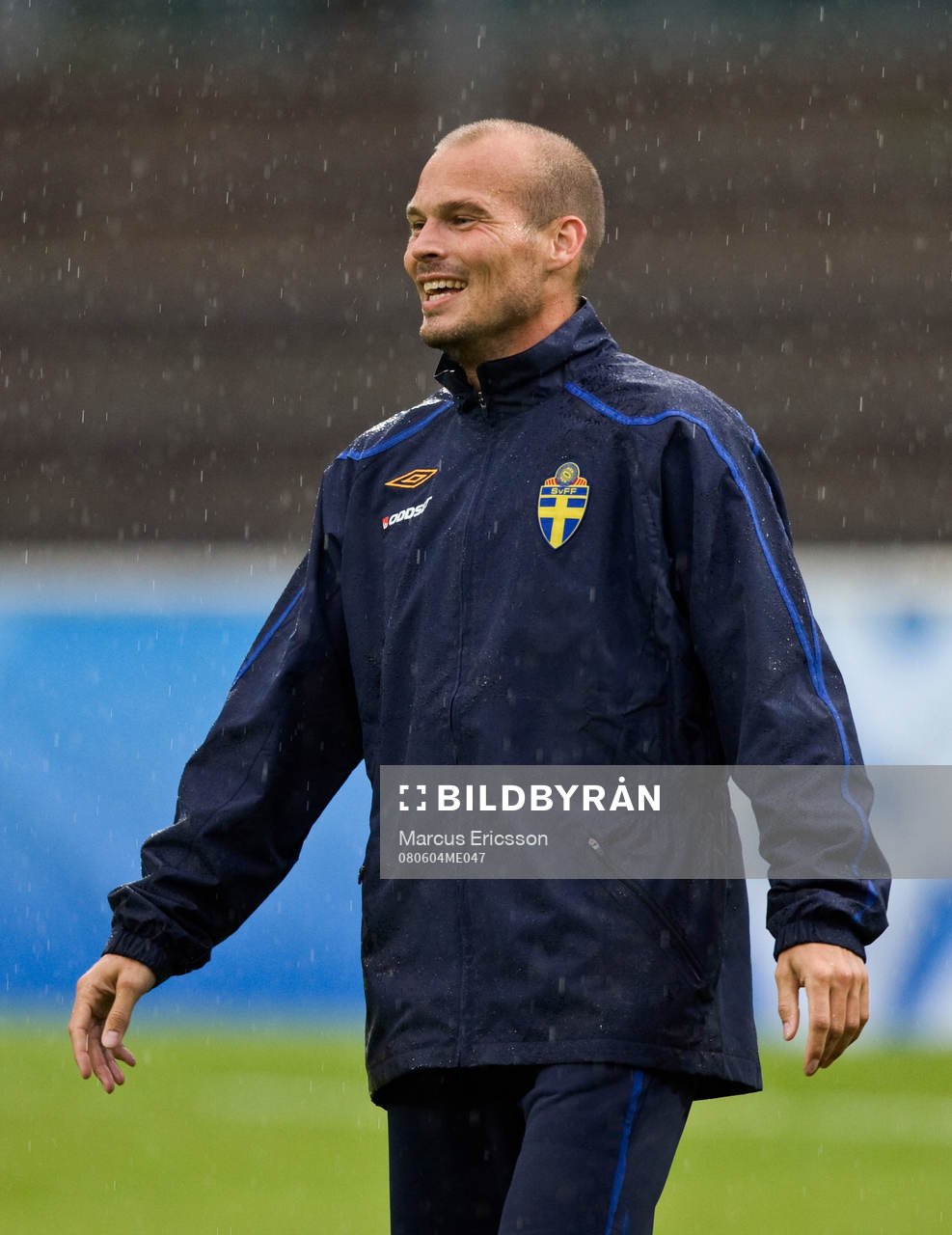 Svenska landslaget första träning på fotbollsarenan