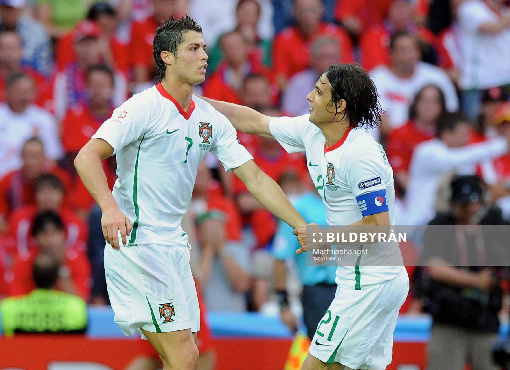  Cristiano Ronaldo, Nuno Gomes, Portugal, jubel efter Ronaldos 1-2.