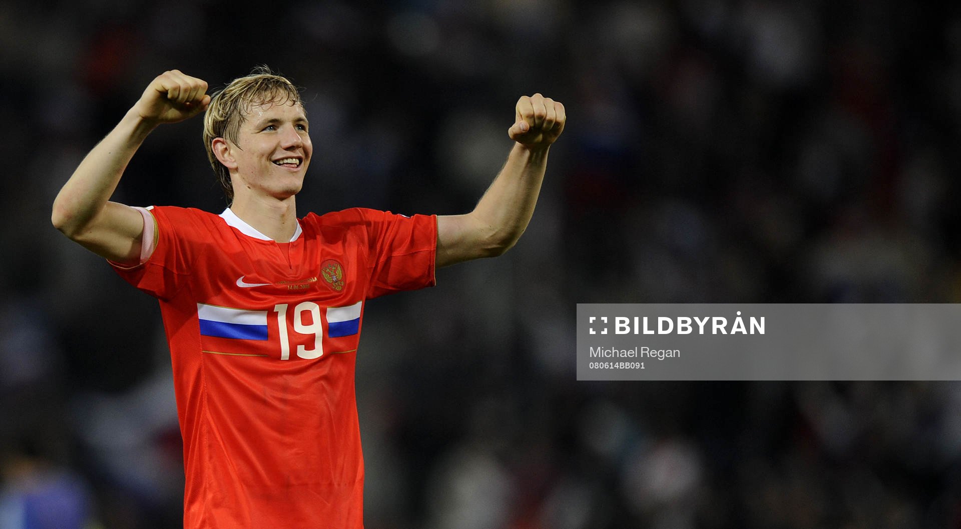  Roman Pavlyuchenko, Ryssland, jubel efter matchen.