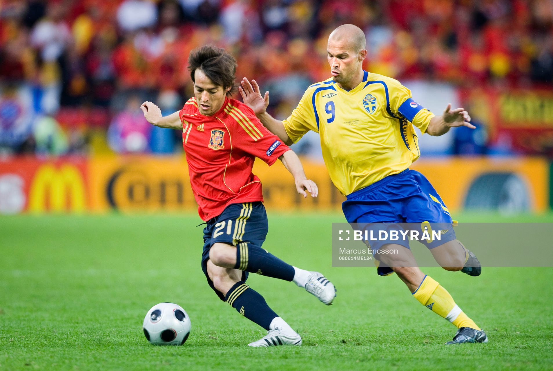 David Silva, Spanien, och Fredrik Ljungberg, Sverige