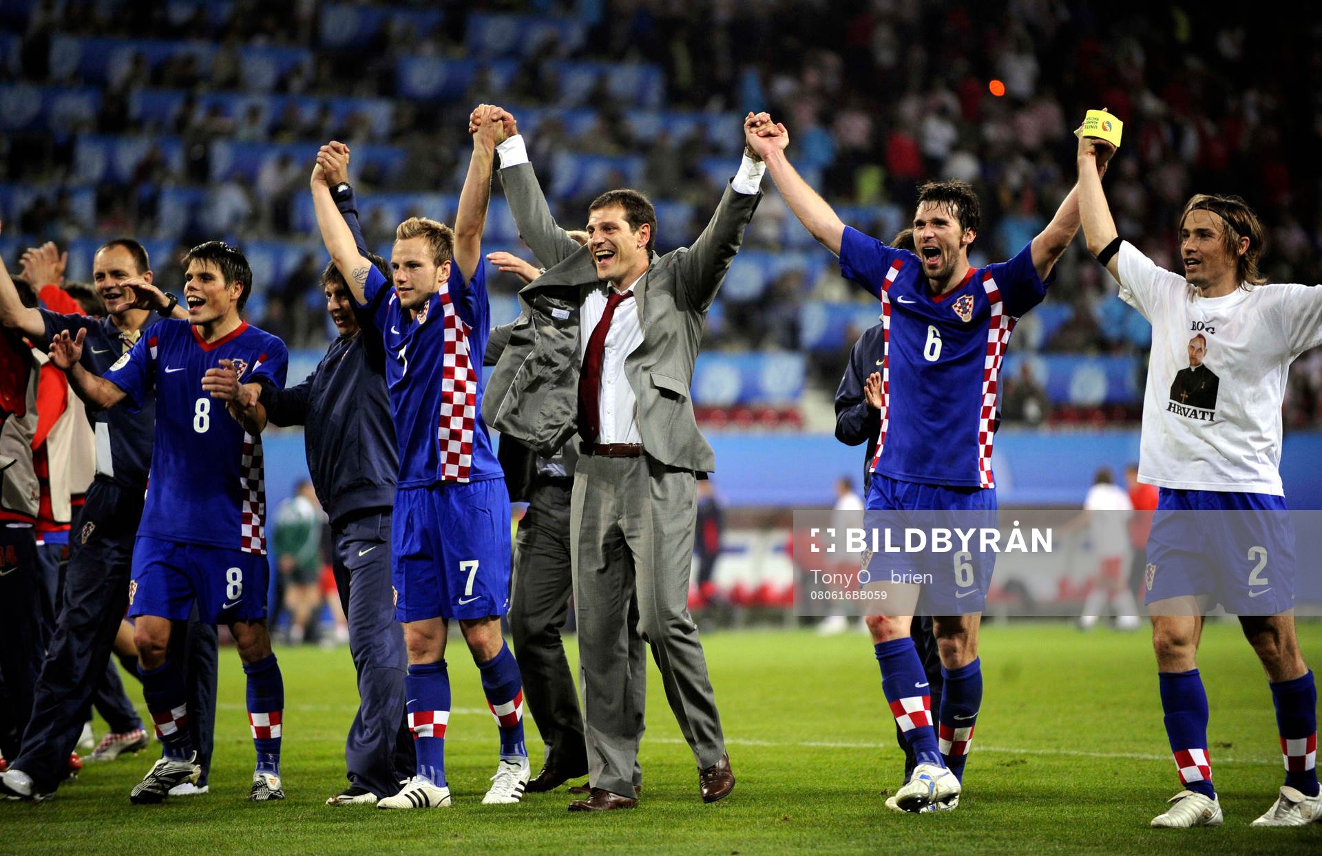 Slaven Bilic, förbundskapten, jubel med spelarna