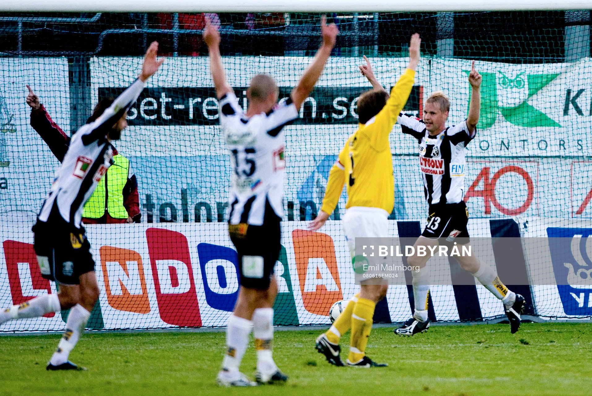Mattias Eklund, Landskrona. Jubel vid 2-0