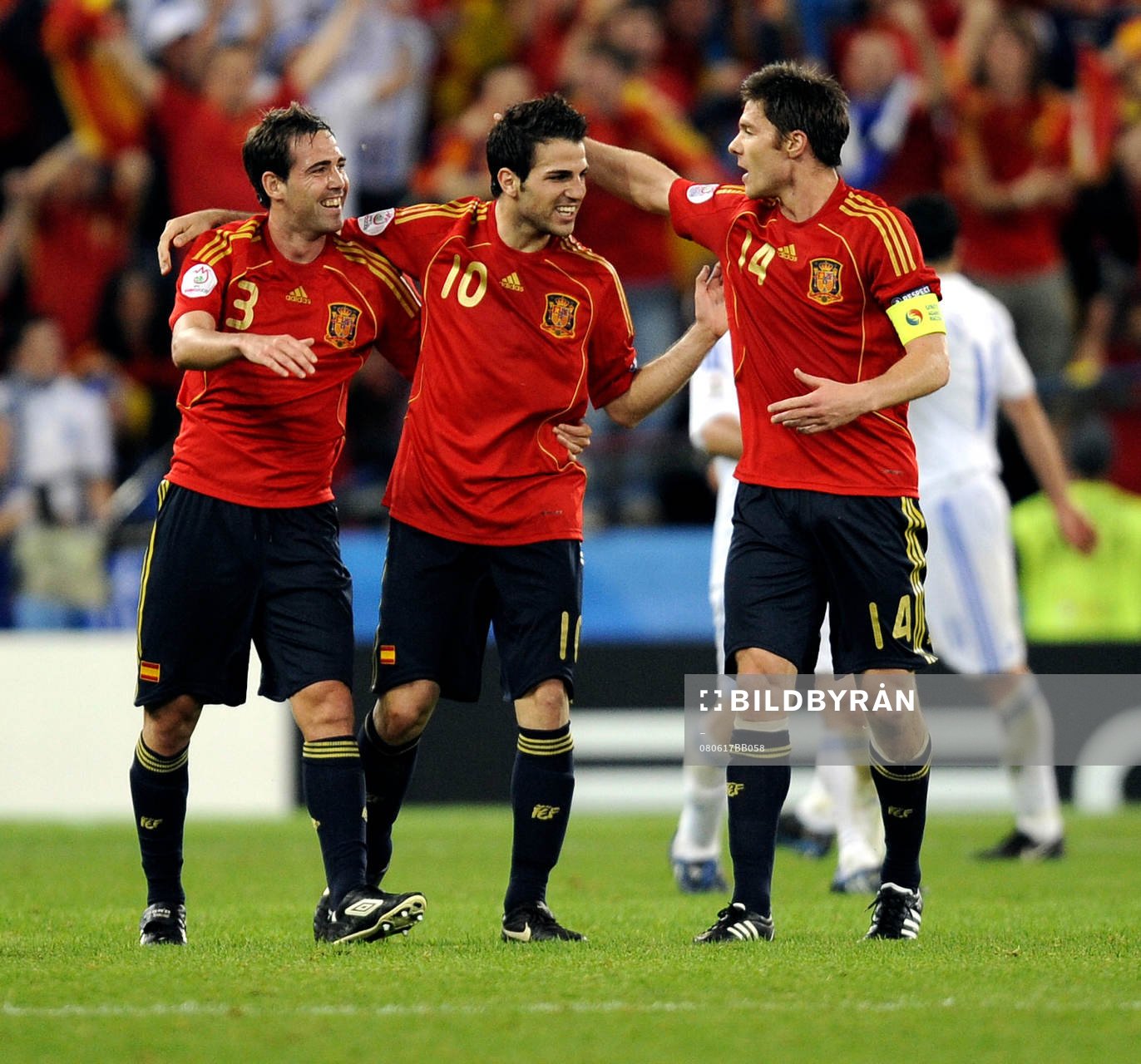 Cesc Fabregas, Fernando Navarro och Xabi Alonso, Spanien.
