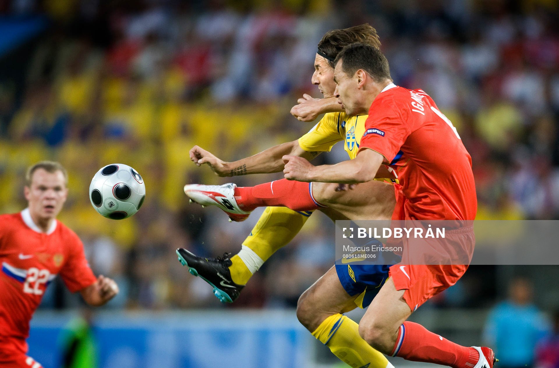 Zlatan Ibrahimovic, Sverige, och Sergei Ignashevich,