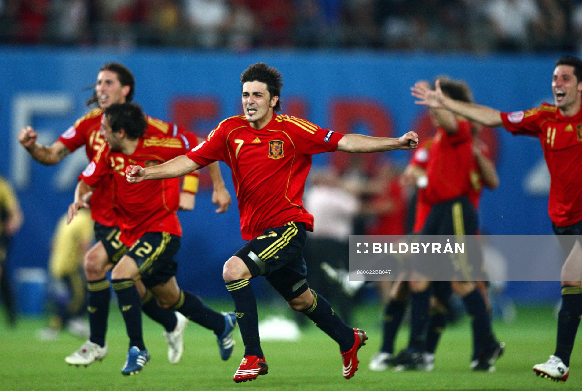  David Villa, Spanien, jubel, glädje.
