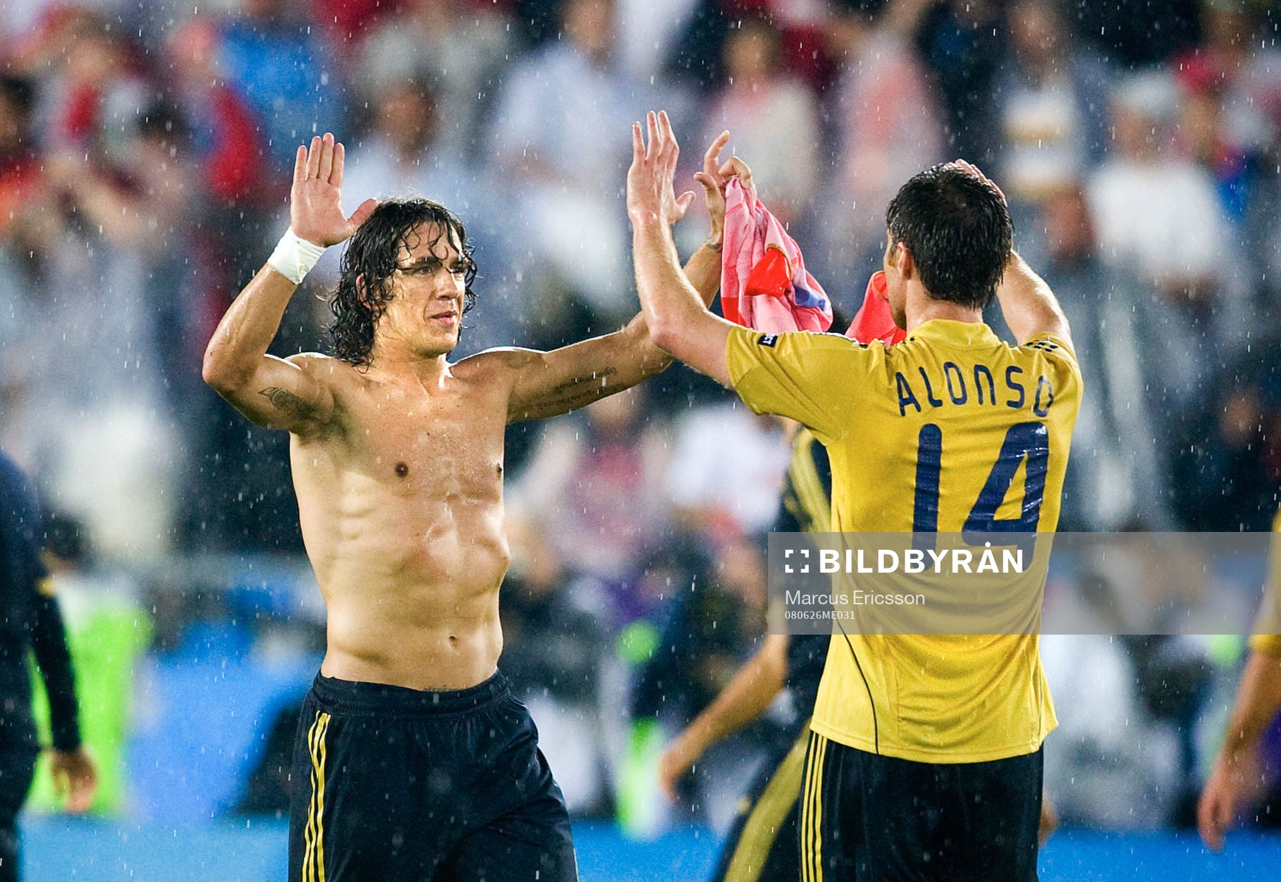 Carles Puyol och Xabi Alonso, Spanien jublar