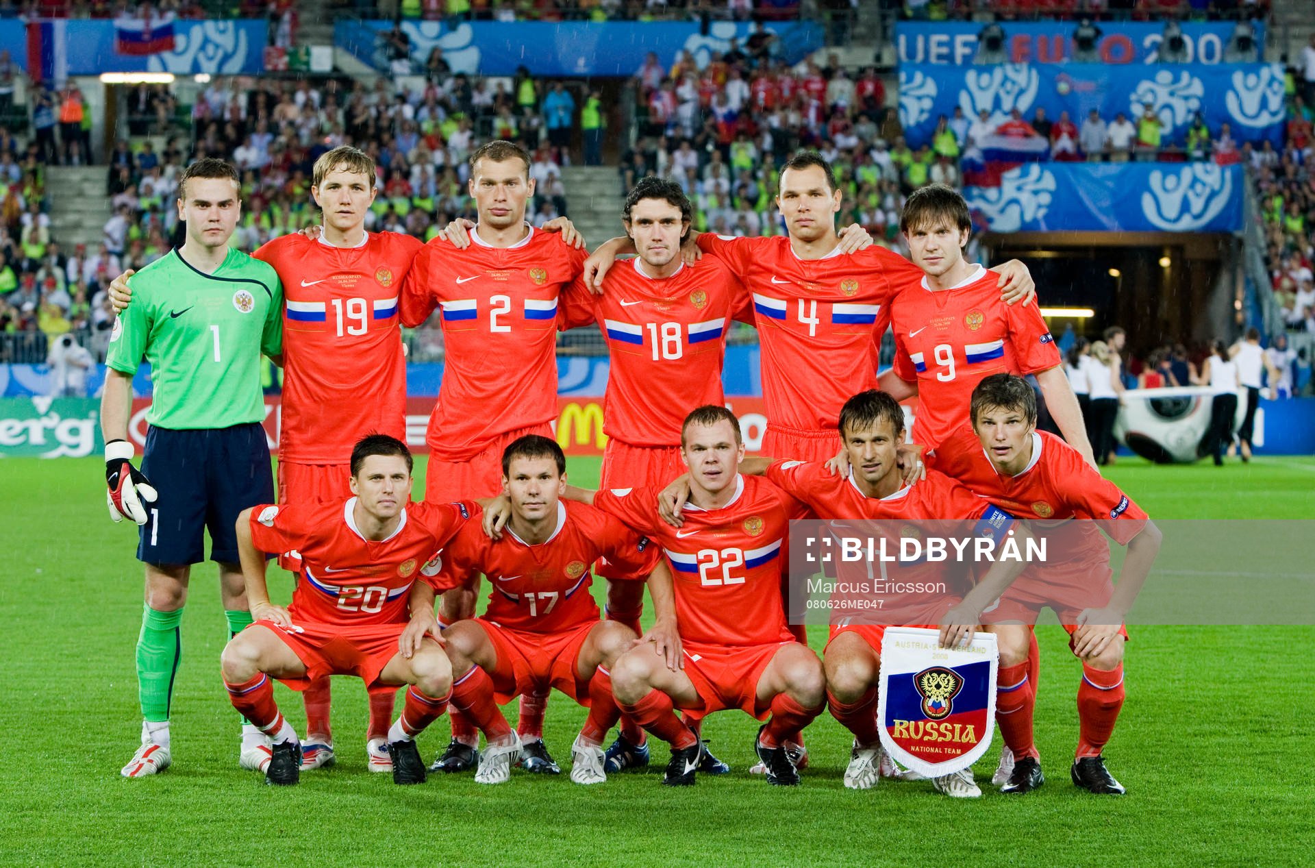 Lagbild. Bak fr.v. Igor Akinfeev, målvakt, Roman