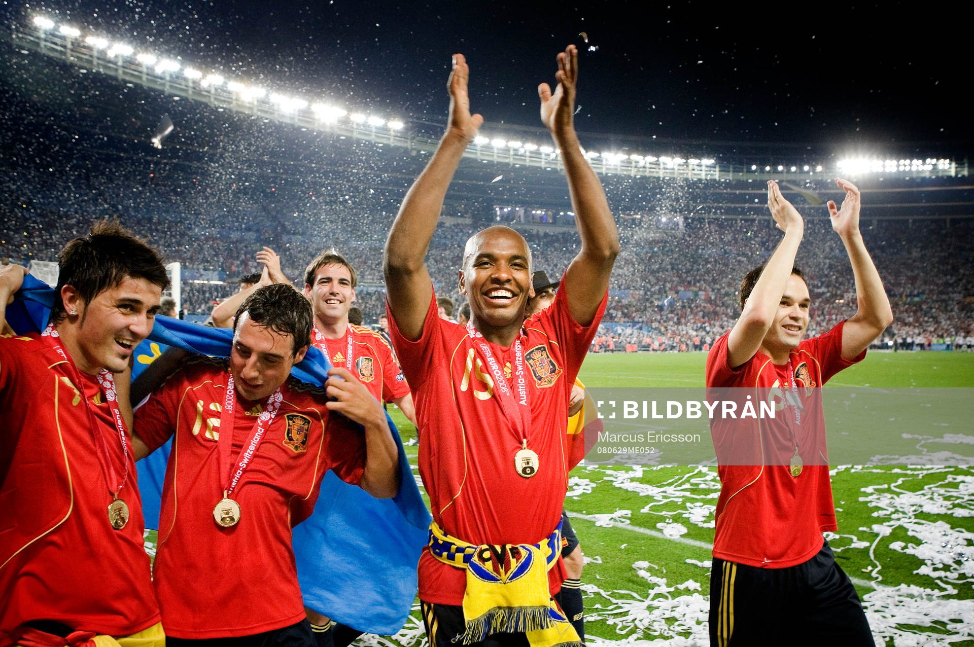 David Villa, Santi Cazorla, Marcos Senna och Andrés Iniesta
