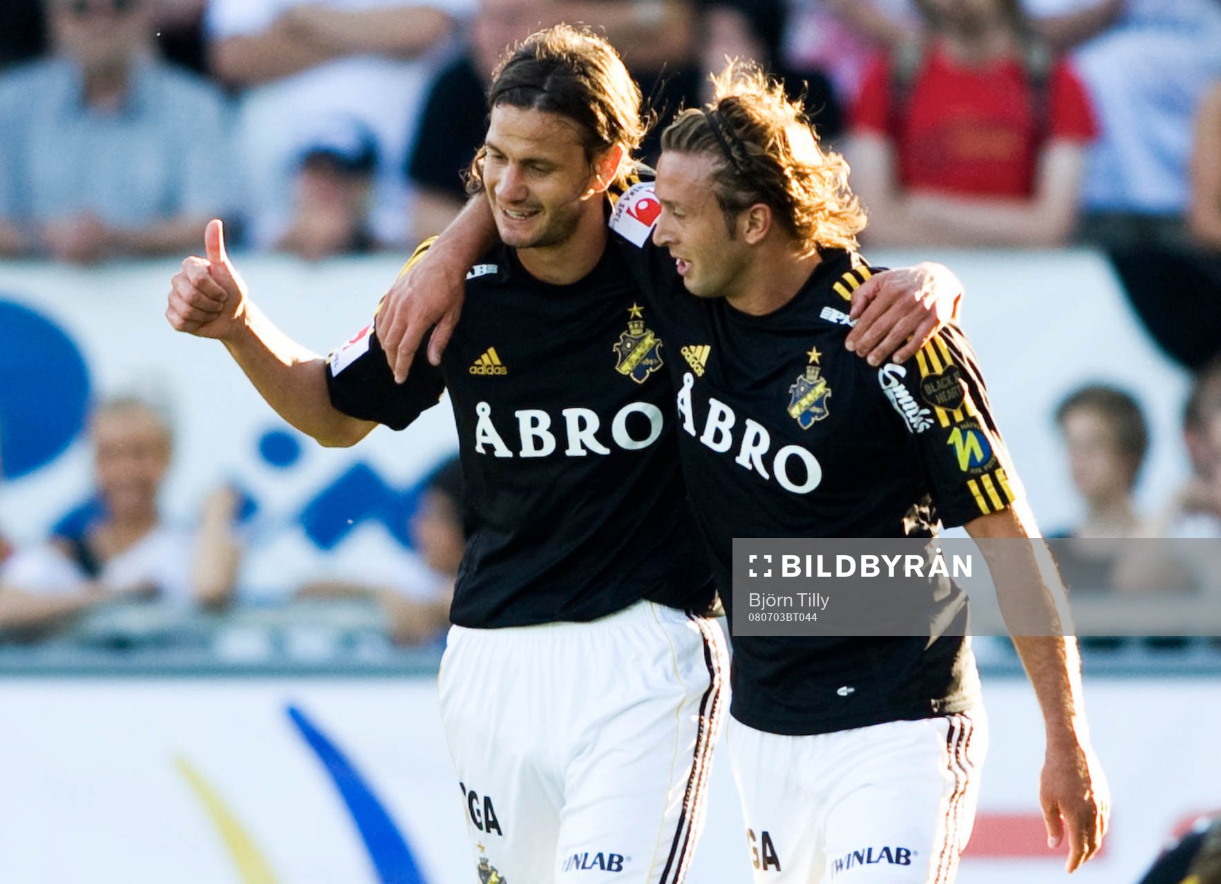 Iván Óbolo, och Jorge Anchén, AIK, jubel
