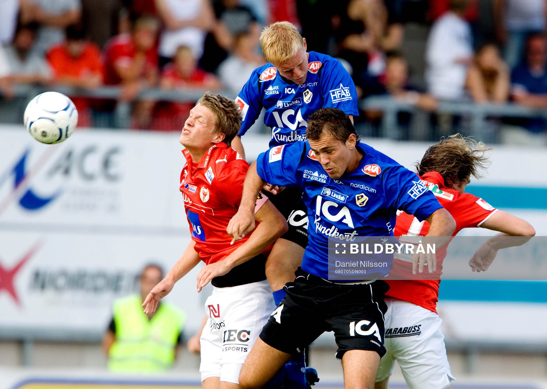 Peter Larsson och Emir Kujovic, Halmstad, Viktor Elm och