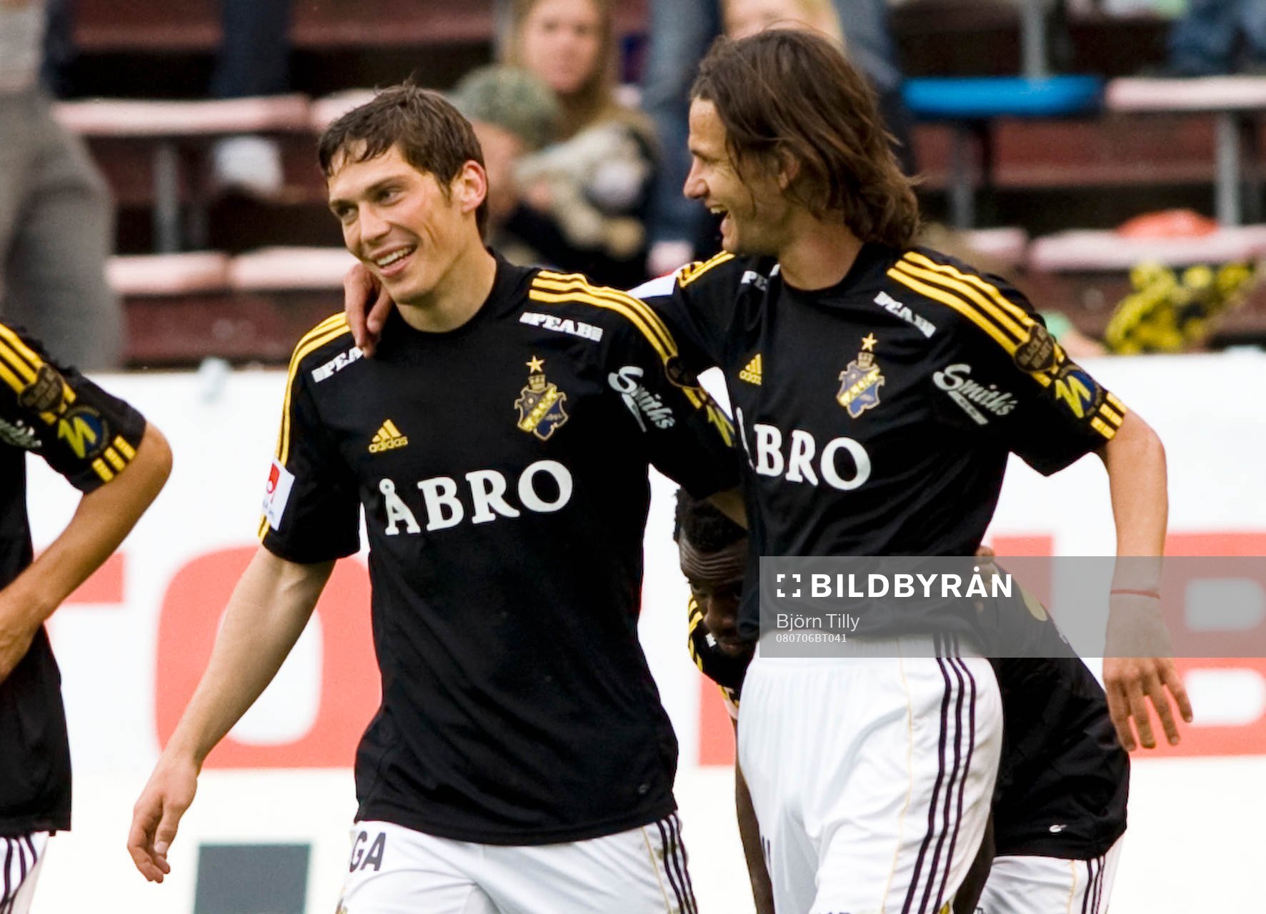 Miran Burgic, och Ivan Obolo, AIK, glädje, jubel