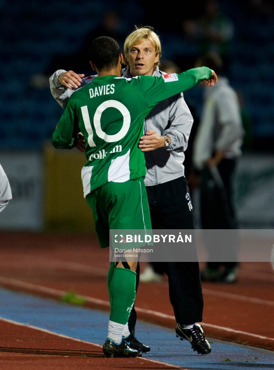 Tony Gustavsson, tränare hammarby och Charlie Davies, som