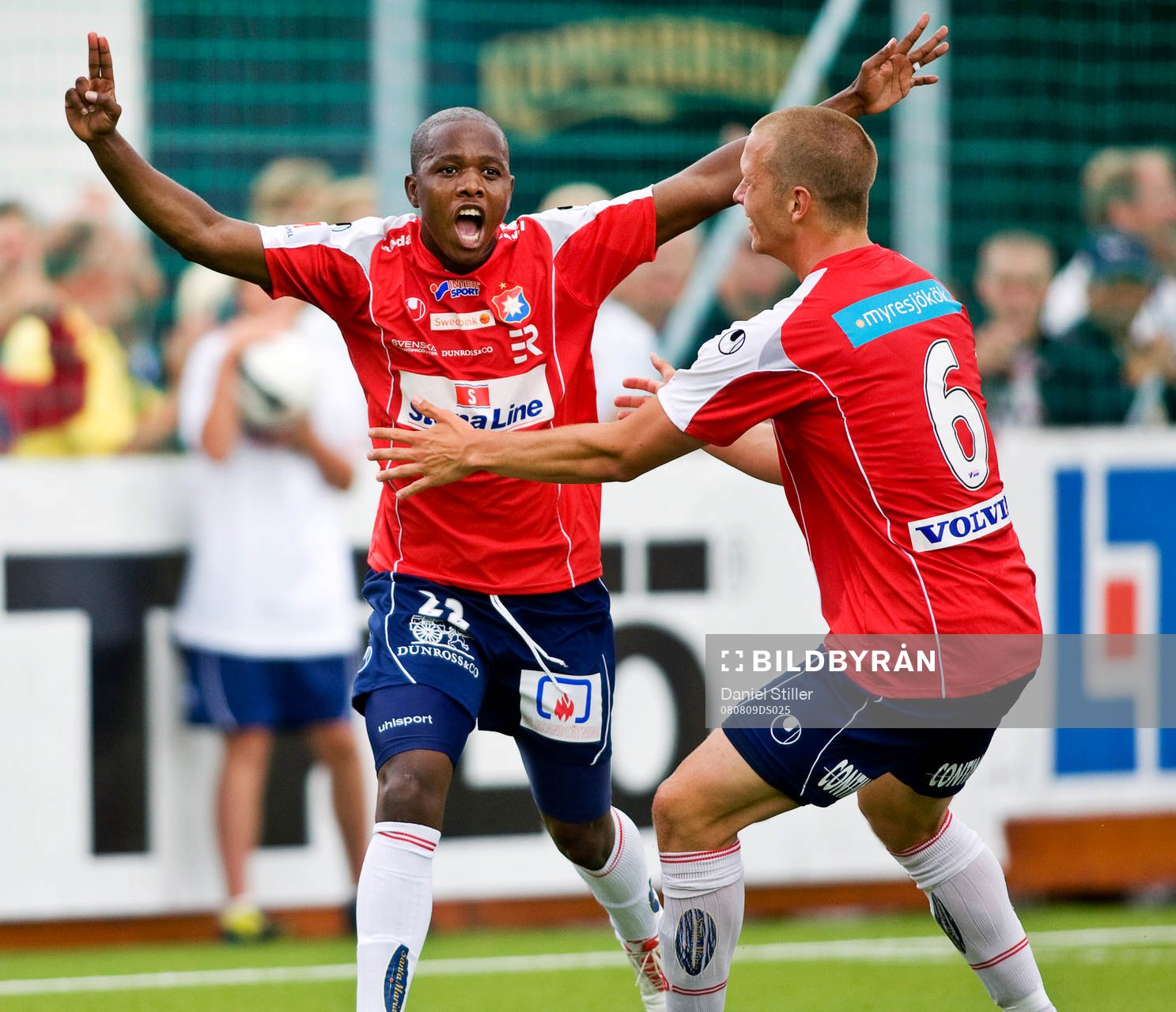 Boyd Mwila, Örgryte, kvitterar till 1-1. Jubel