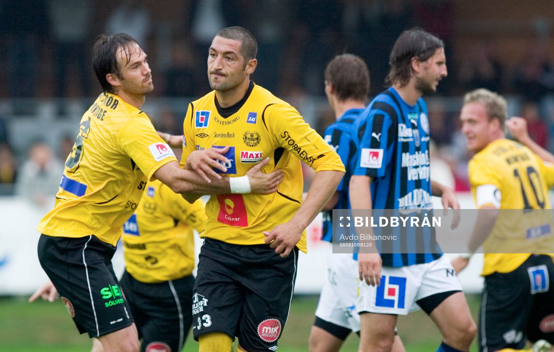  Juan Robledo, Sasa Zimonjic, Mjällby, jubel