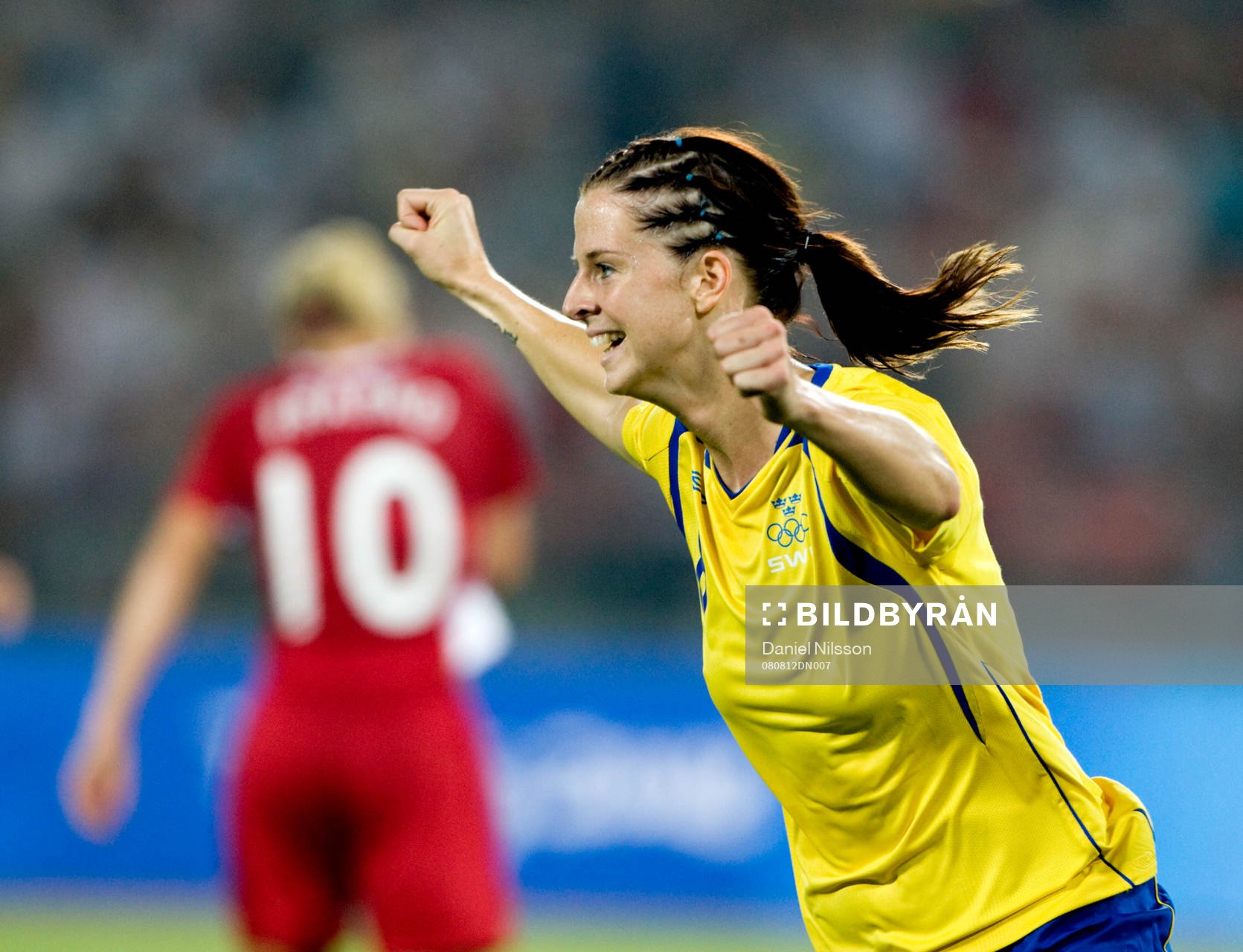 Lotta Schelin, Sverige gjorde 1-0. jubel