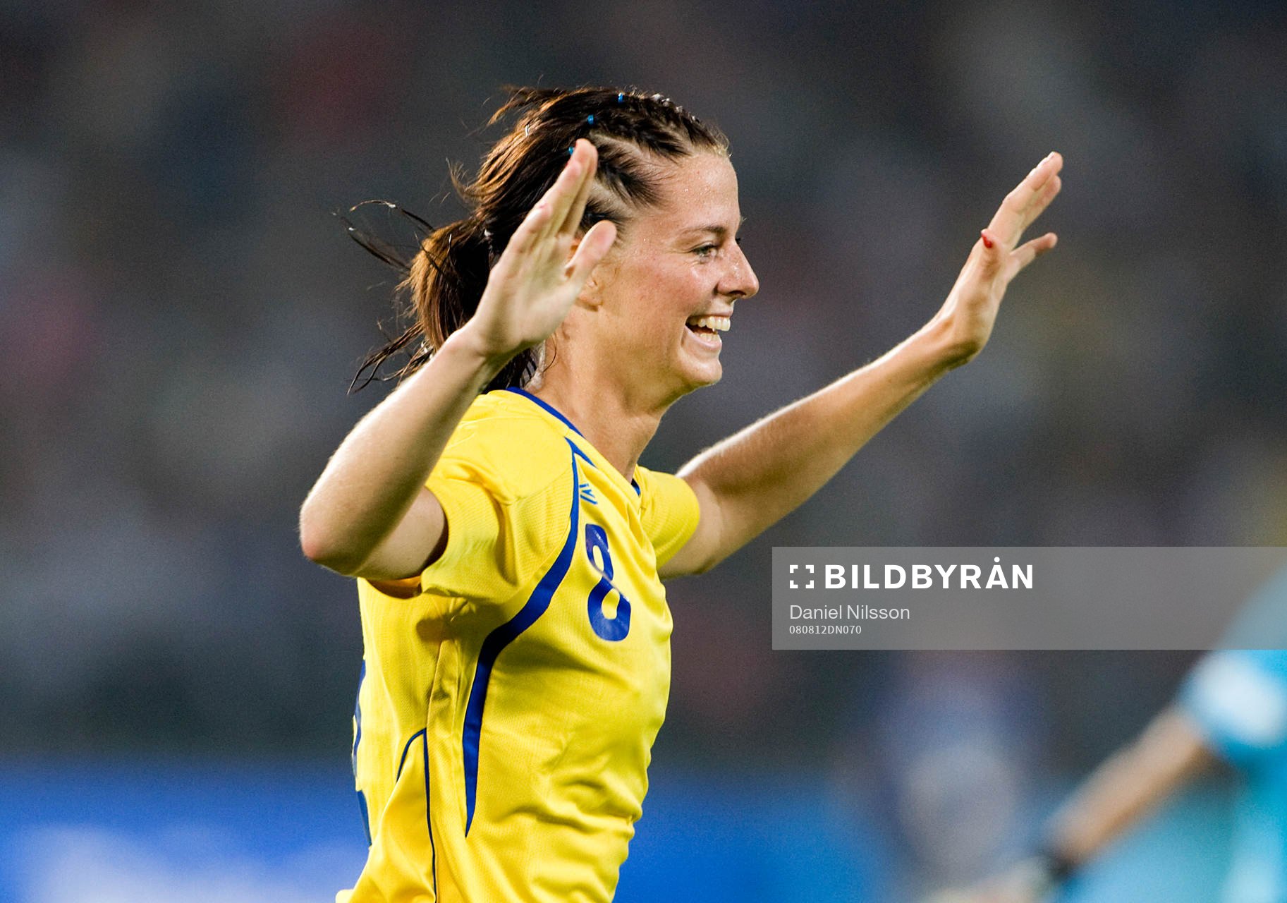 Lotta Schelin, Sverige gjorde 2-0 målet. Jubel