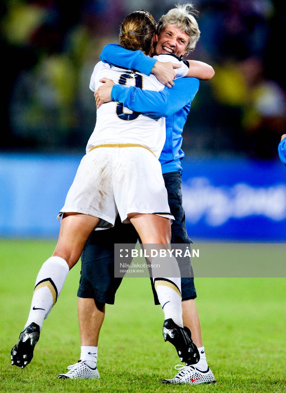  USA vann OS-Guld, Pia Sundhage jubel, Christie Rampone.